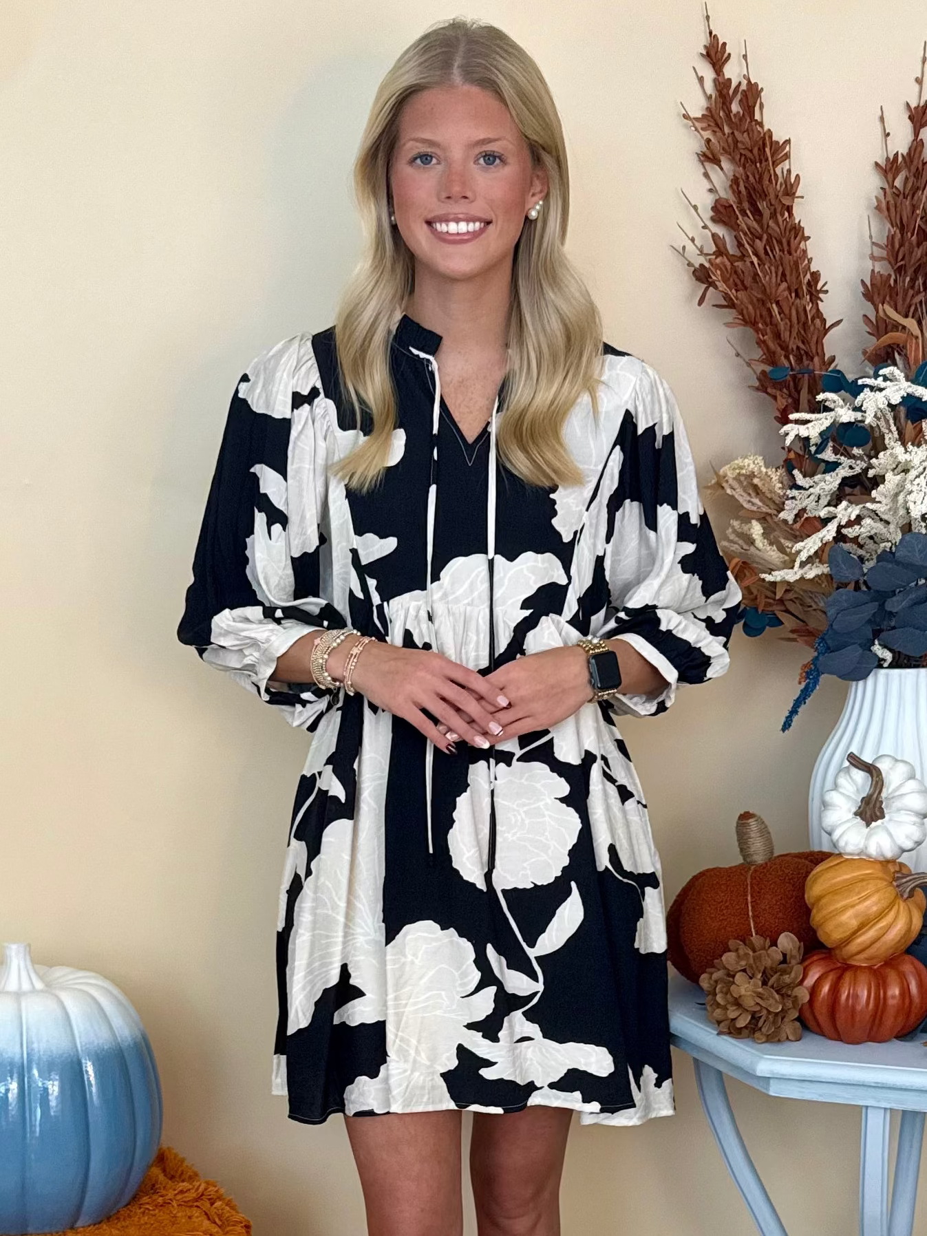 My Kind Of Day Black Floral Babydoll Dress-Shop-Womens-Boutique-Clothing