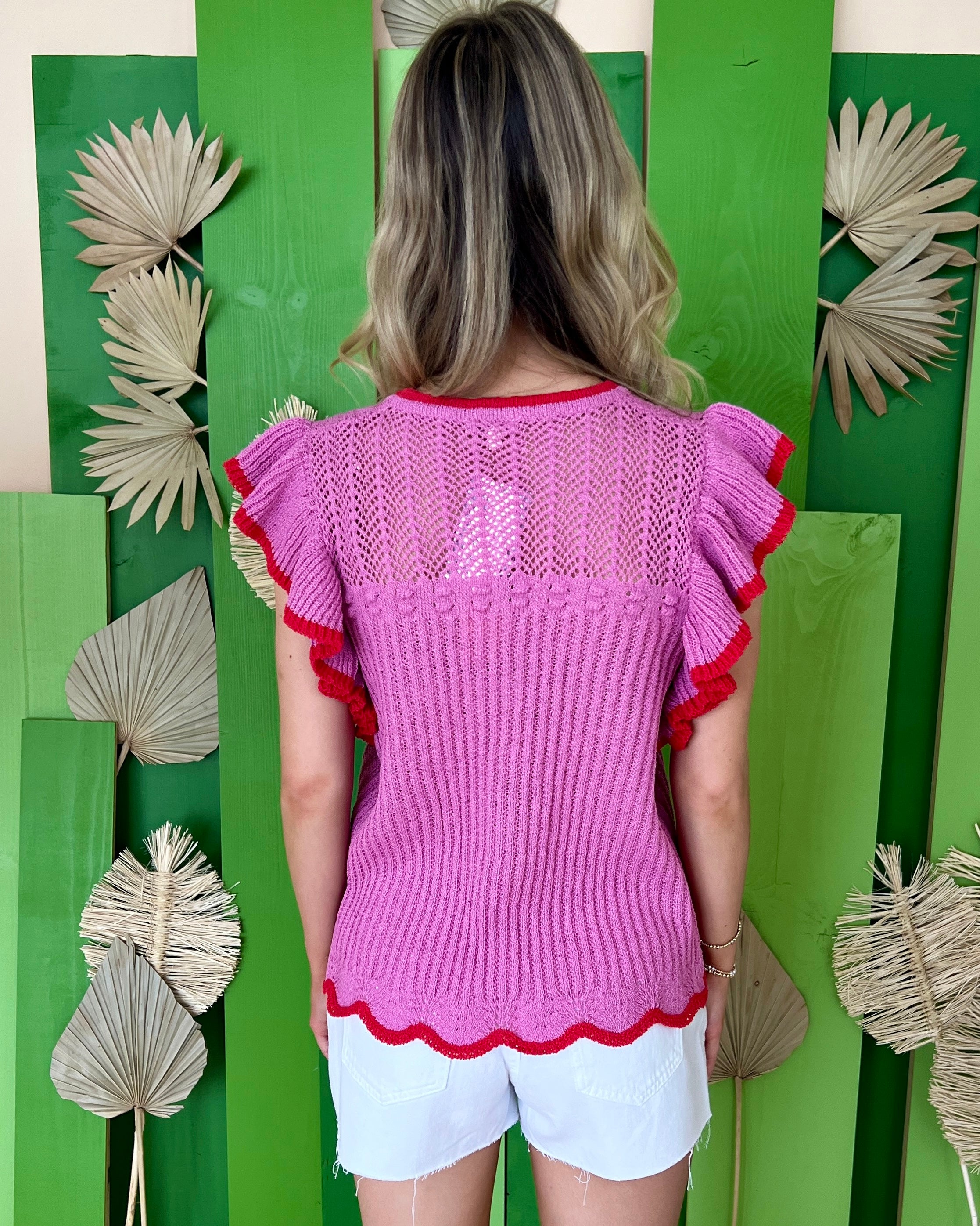 Your Own Pink/Red Contrast Knit Top-Shop-Womens-Boutique-Clothing
