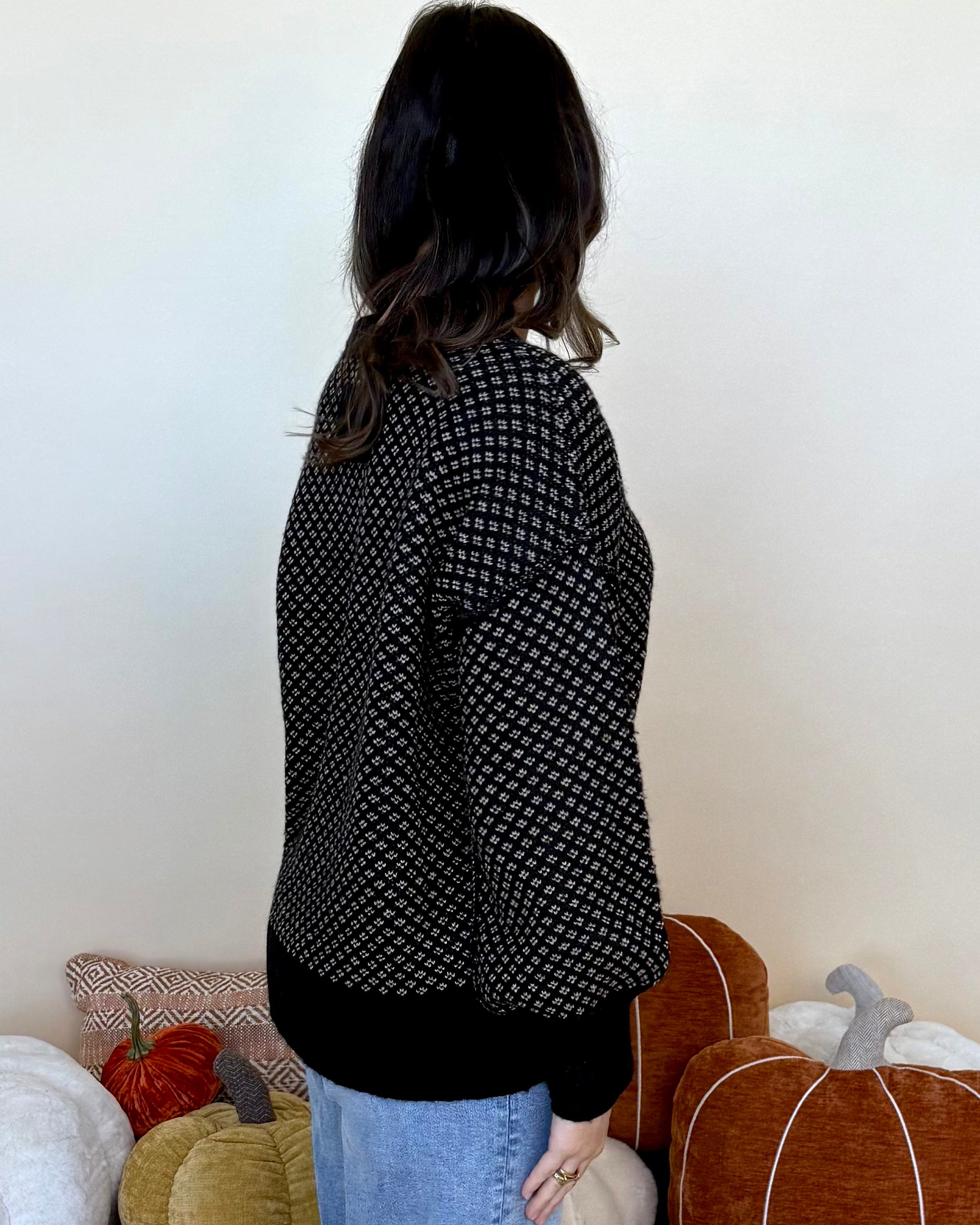 Feels Just Right Black Jacquard Sweater-Shop-Womens-Boutique-Clothing