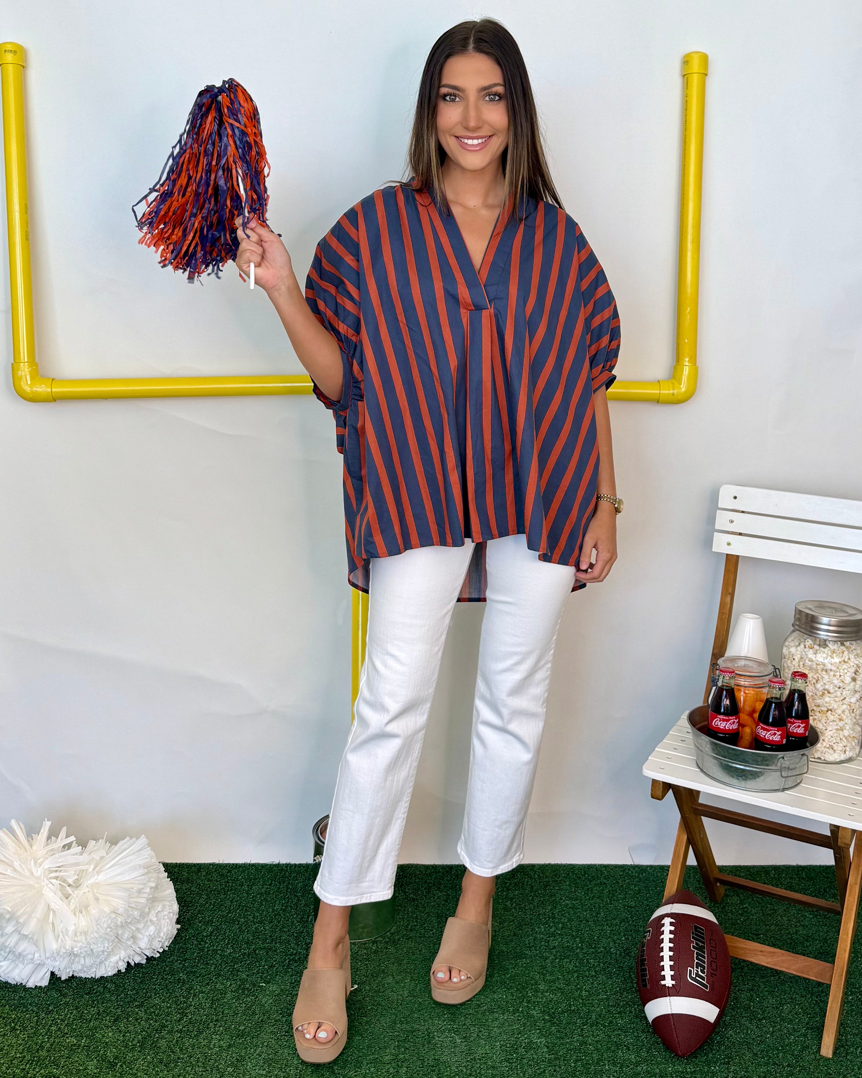 Letters Home Rust Striped Oversized Top-Shop-Womens-Boutique-Clothing