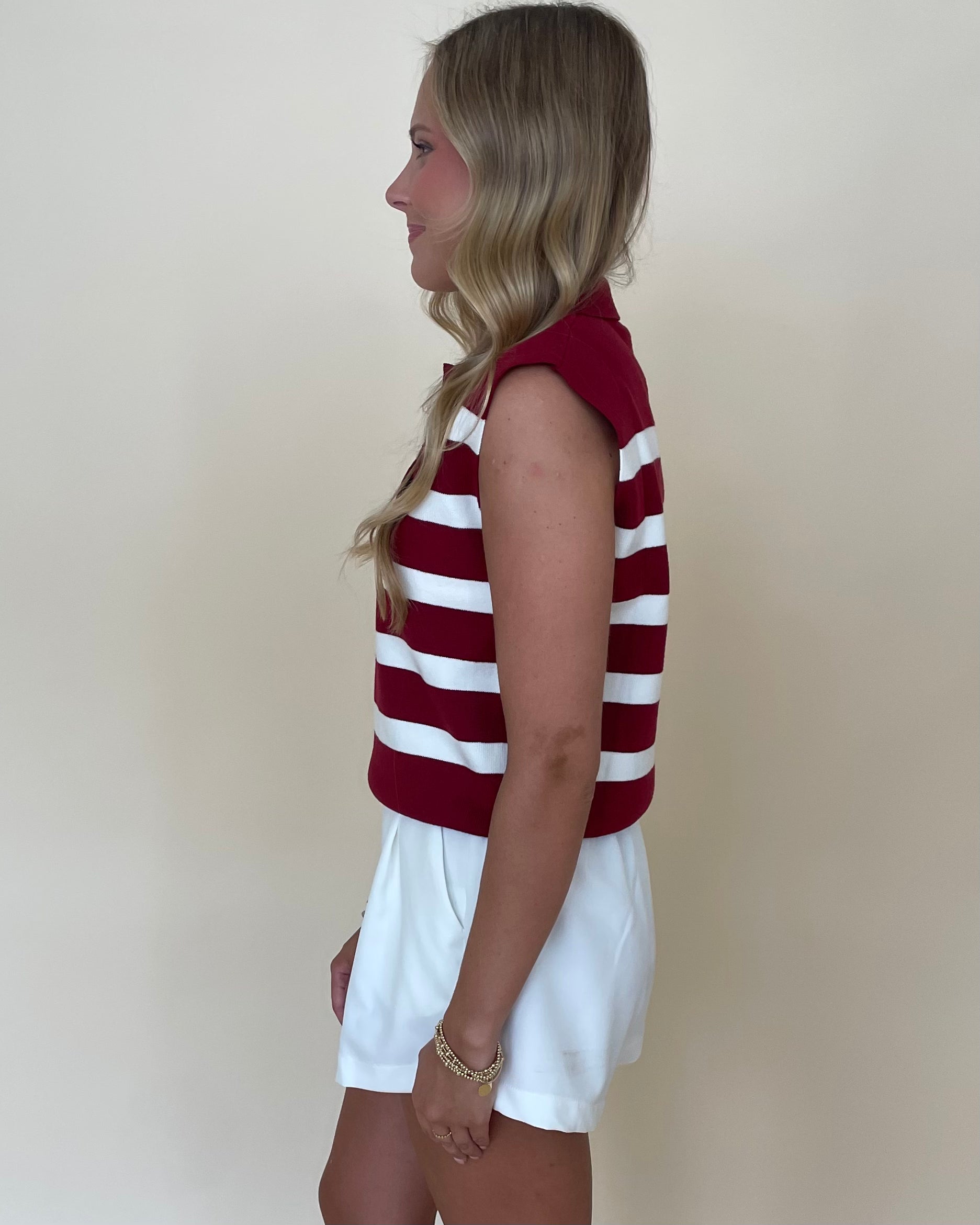 After Time Merlot Striped Collared Top-Shop-Womens-Boutique-Clothing