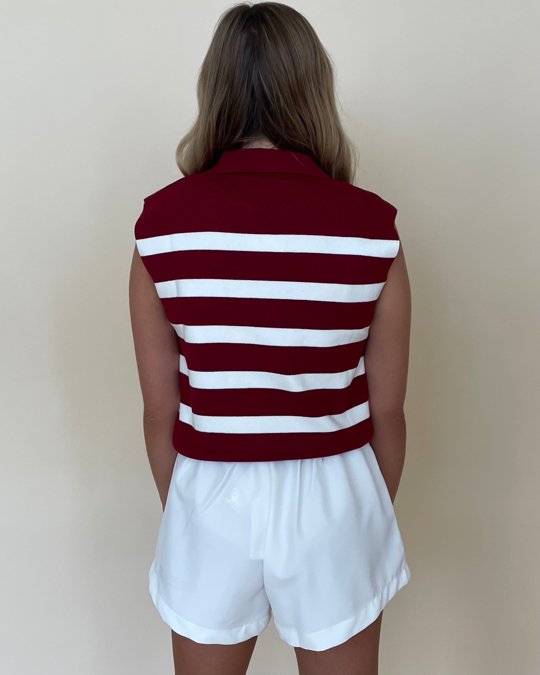 After Time Merlot Striped Collared Top-Shop-Womens-Boutique-Clothing