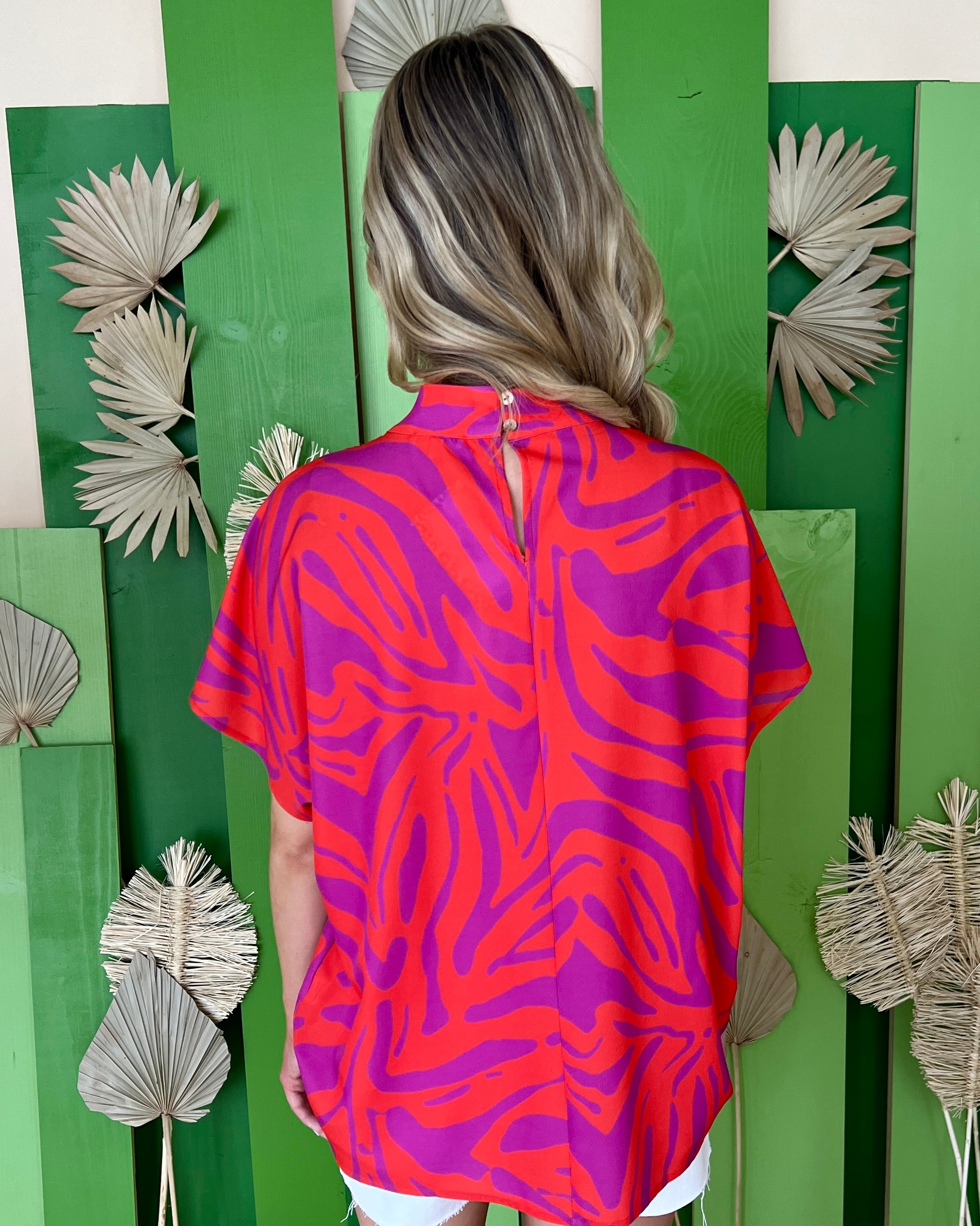 Bigger Picture Orange/Purple Abstract Top-Shop-Womens-Boutique-Clothing