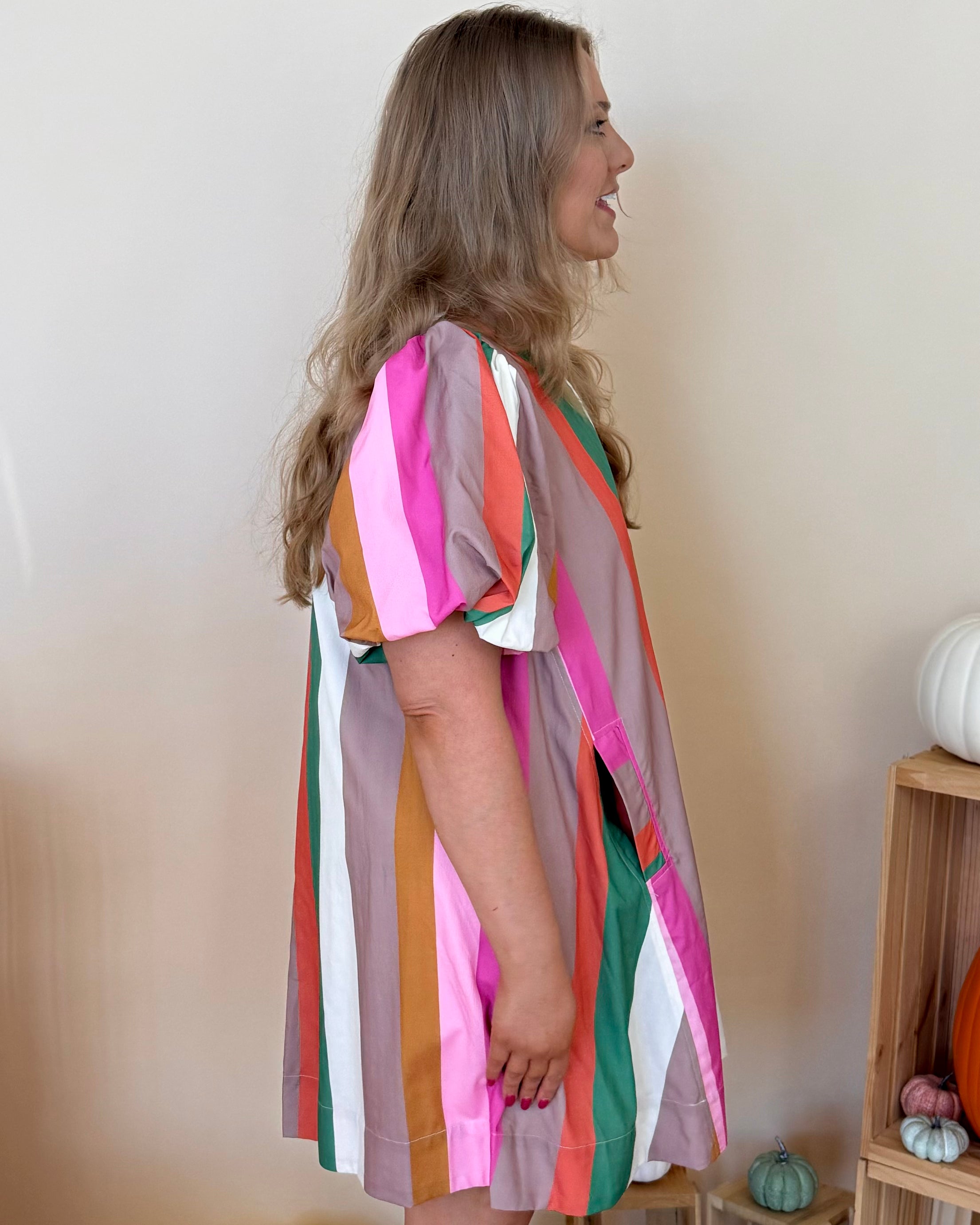 Fall Sunset Plus Multi Stripe Dress-Shop-Womens-Boutique-Clothing