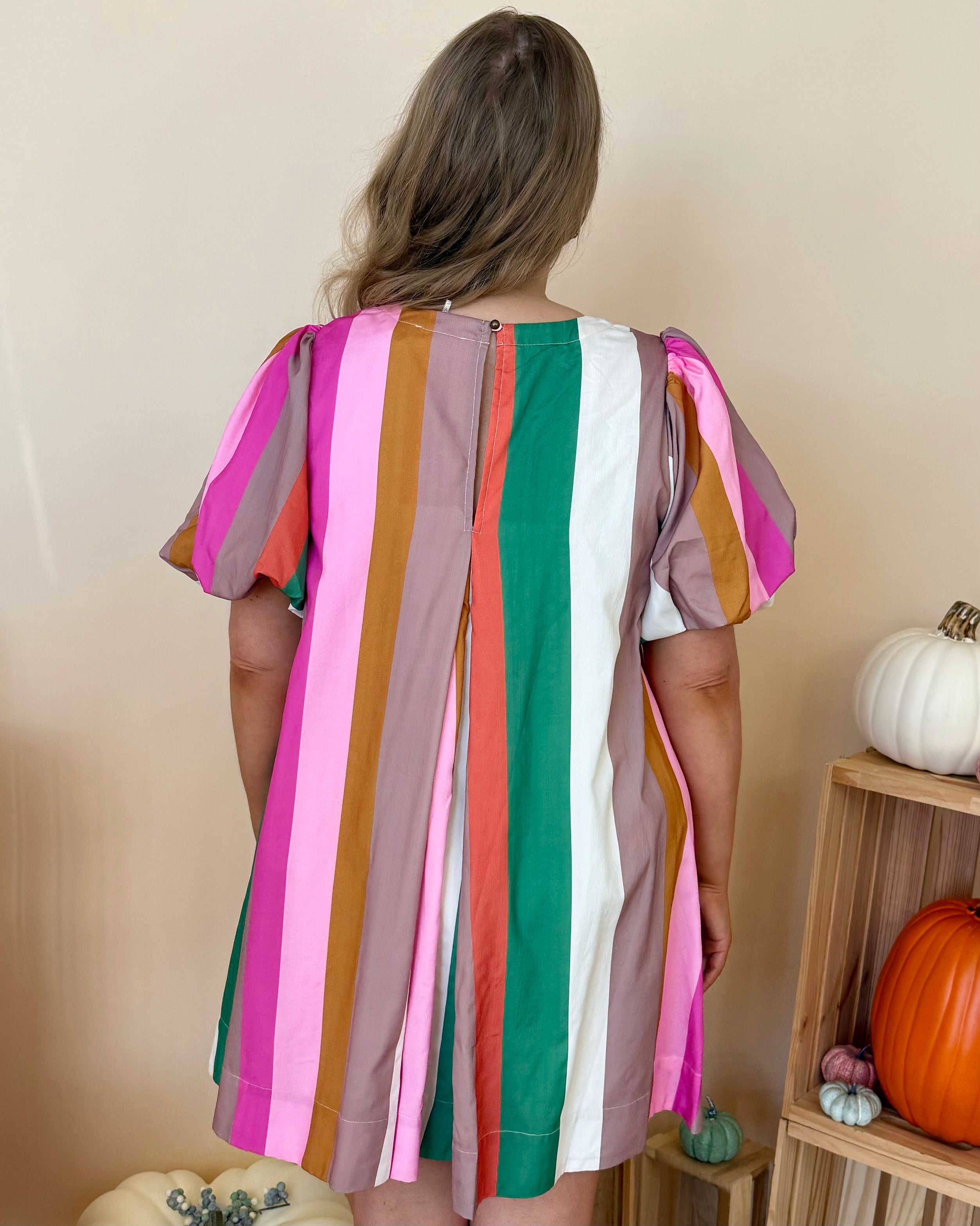 Fall Sunset Plus Multi Stripe Dress-Shop-Womens-Boutique-Clothing