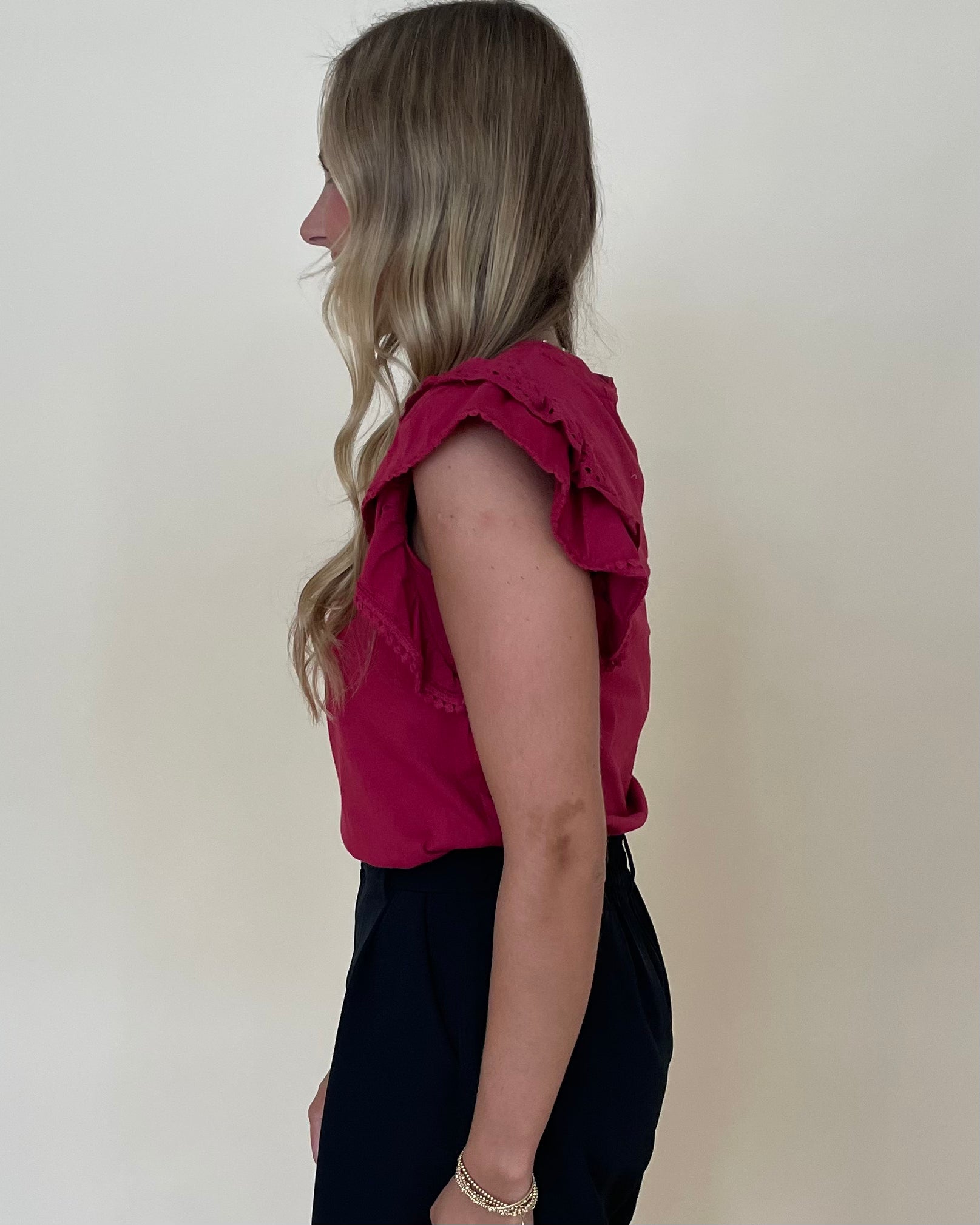 Find The Way Burgundy Ruffle Top-Shop-Womens-Boutique-Clothing