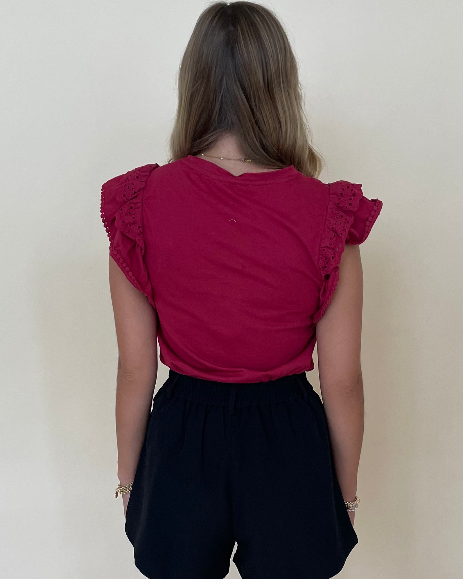 Find The Way Burgundy Ruffle Top-Shop-Womens-Boutique-Clothing