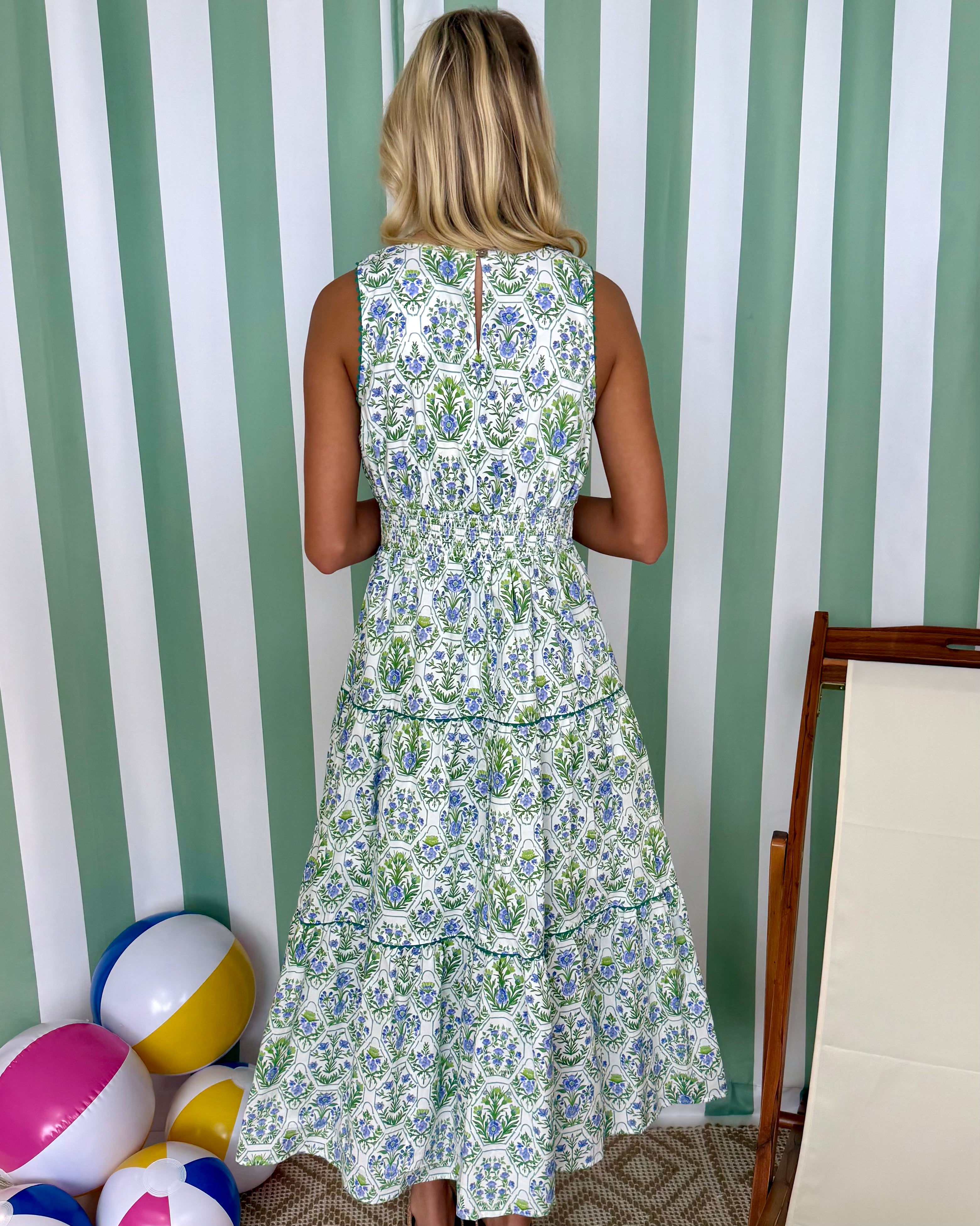 Give Grace Green Floral Tiered Midi Dress-Shop-Womens-Boutique-Clothing