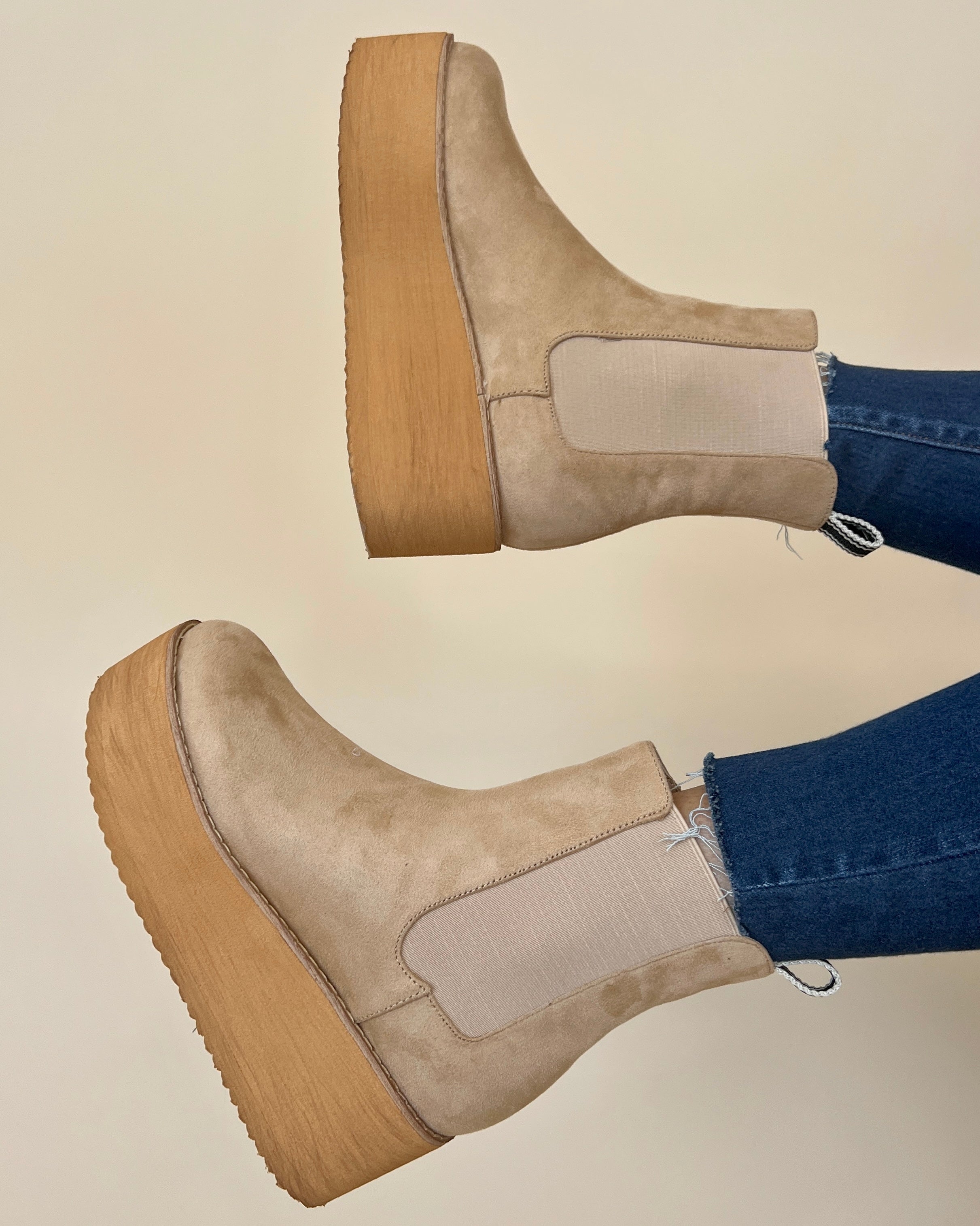 Evelyn Khaki Suede Platform Boots-Shop-Womens-Boutique-Clothing