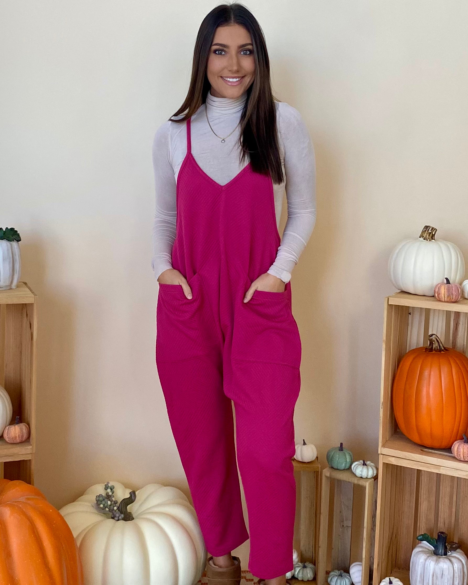 Free Reign Hot Pink Overalls-Shop-Womens-Boutique-Clothing