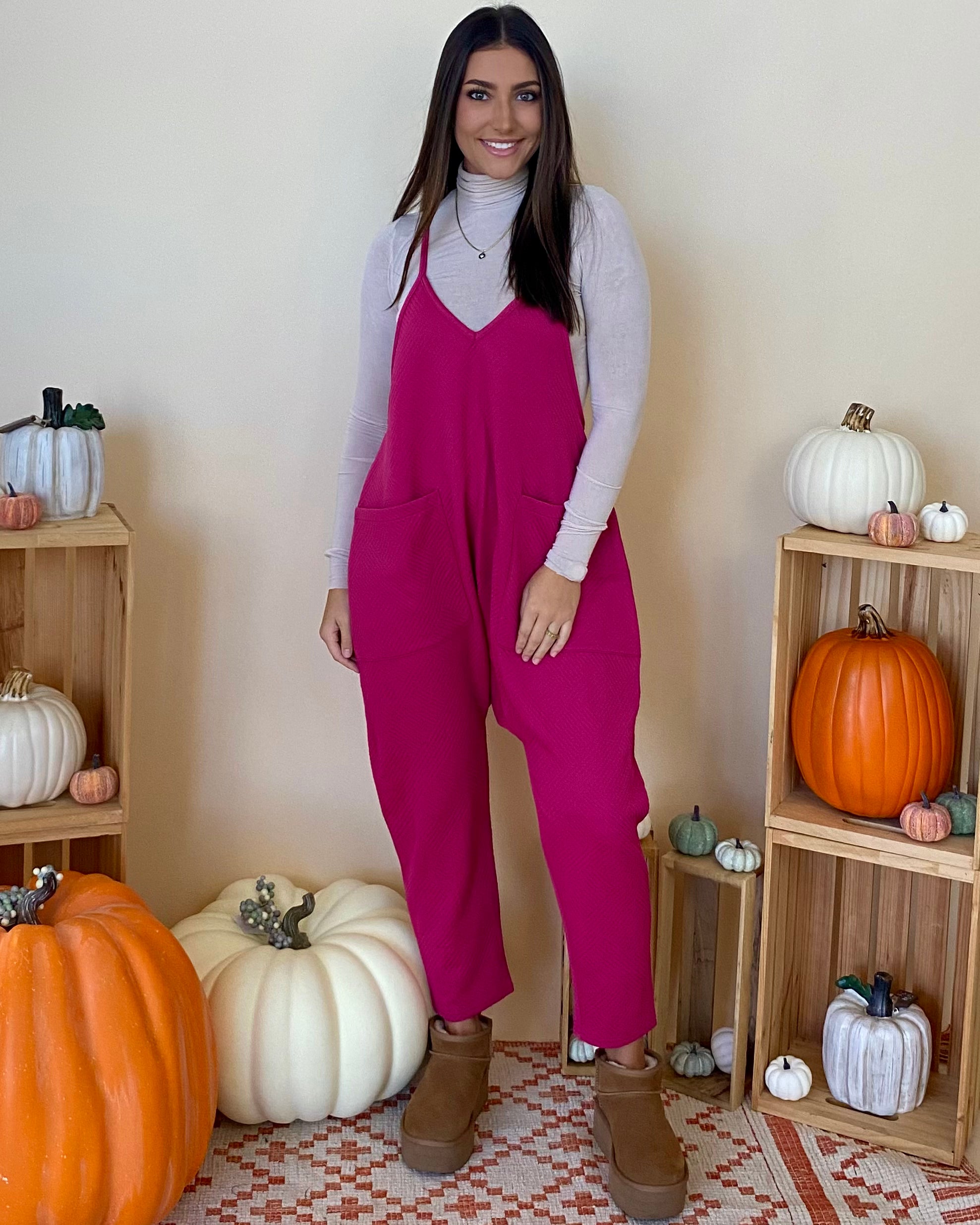 Free Reign Hot Pink Overalls-Shop-Womens-Boutique-Clothing