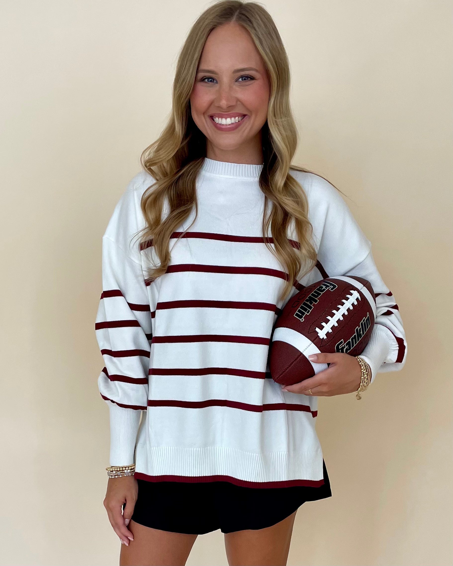 Game Winner Burgundy Striped Sweater-Shop-Womens-Boutique-Clothing