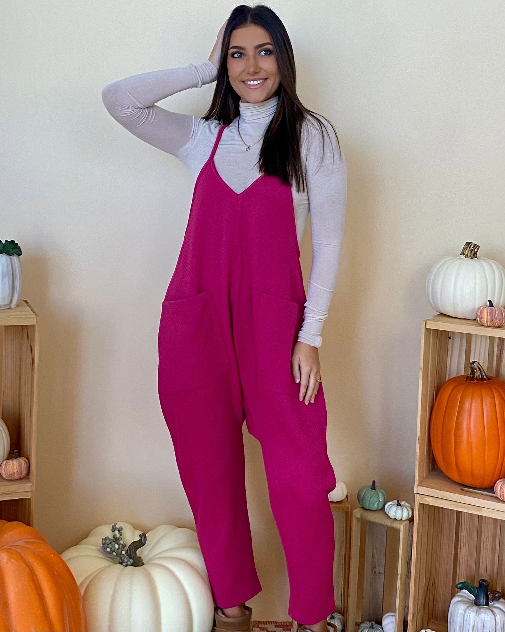 Free Reign Hot Pink Overalls-Shop-Womens-Boutique-Clothing