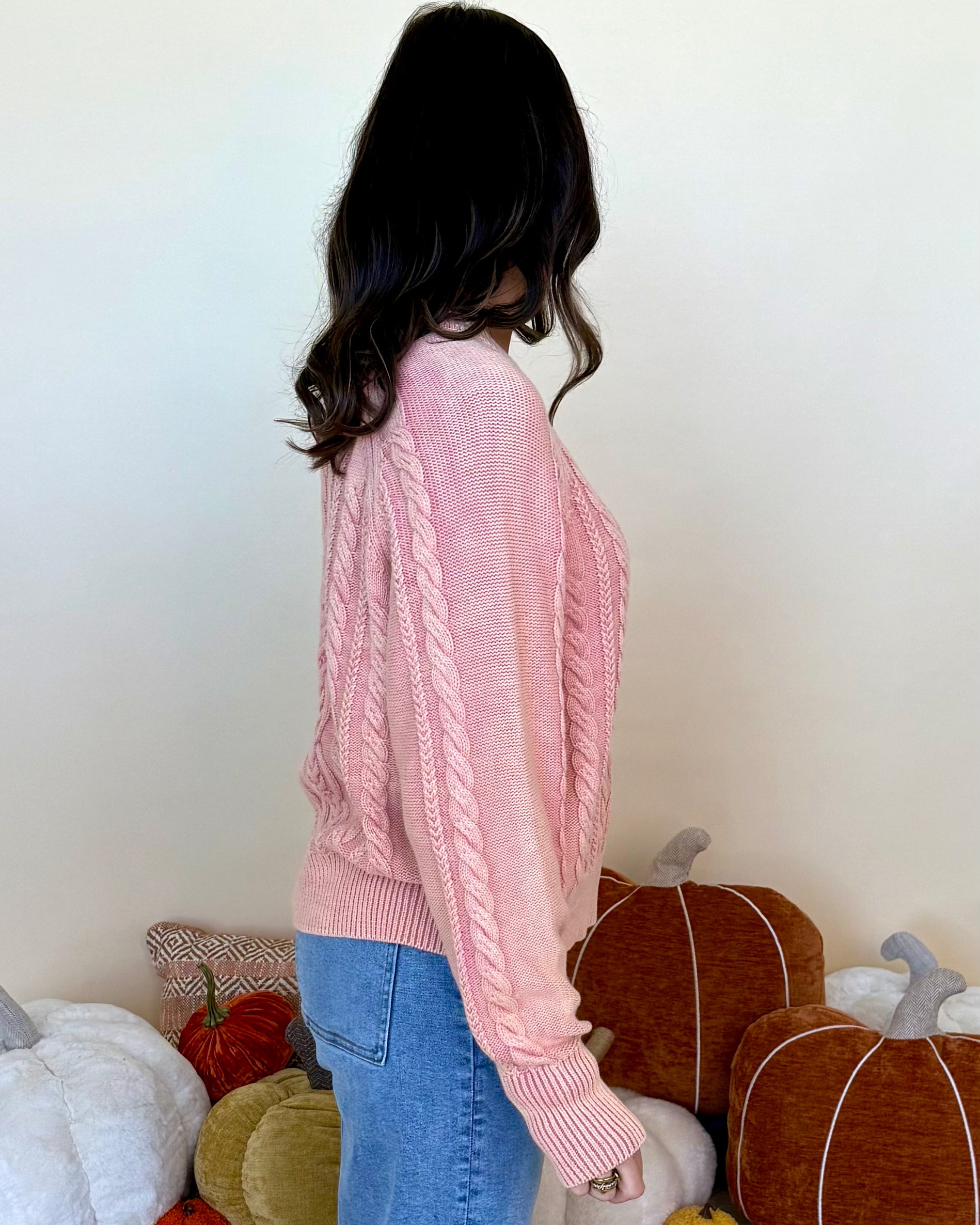 Different Time Rose Mineral Cable Sweater-Shop-Womens-Boutique-Clothing