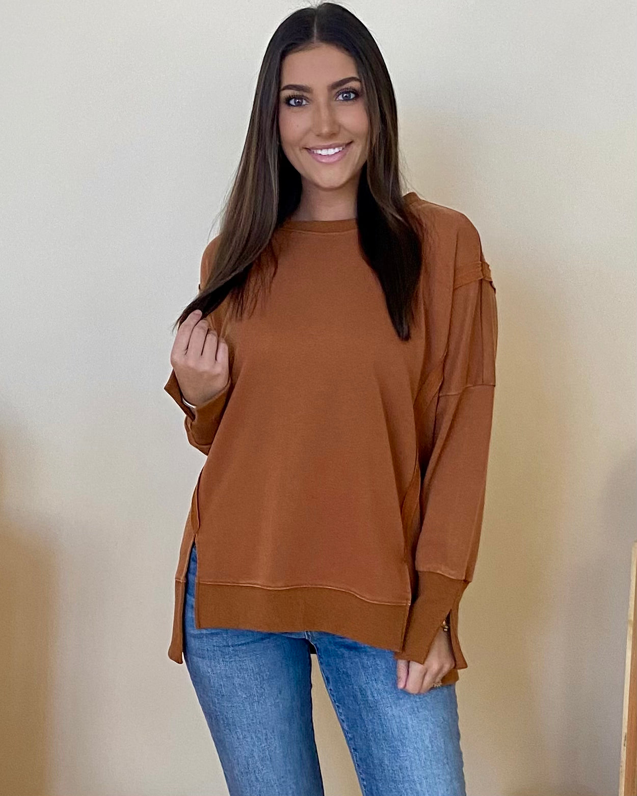 Day Off Toffee Mineral Sweatshirt-Shop-Womens-Boutique-Clothing