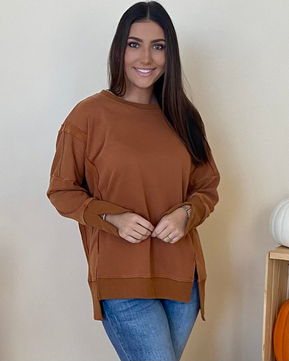 Day Off Toffee Mineral Sweatshirt-Shop-Womens-Boutique-Clothing