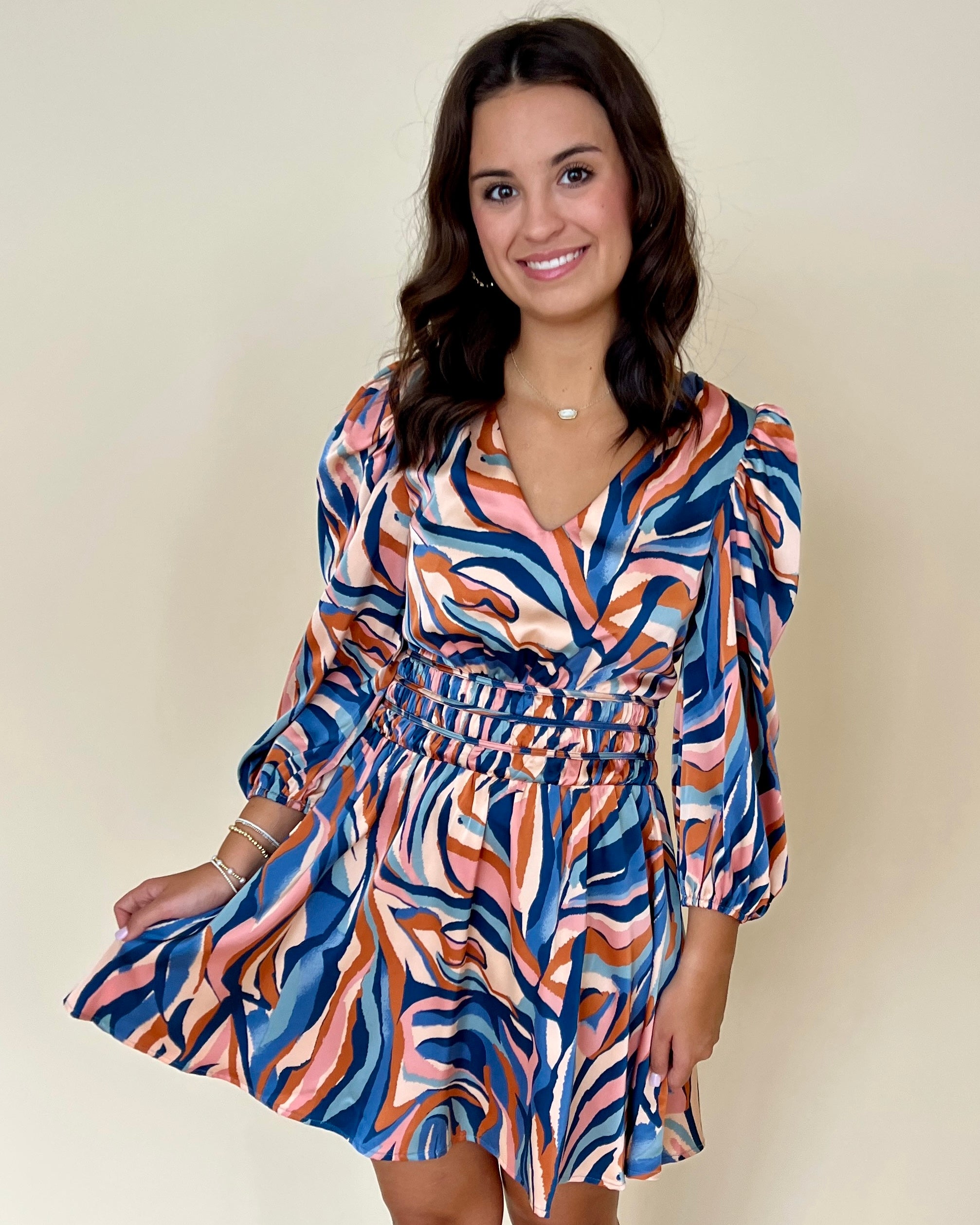 Second Take Blue Zebra Print Dress-Shop-Womens-Boutique-Clothing