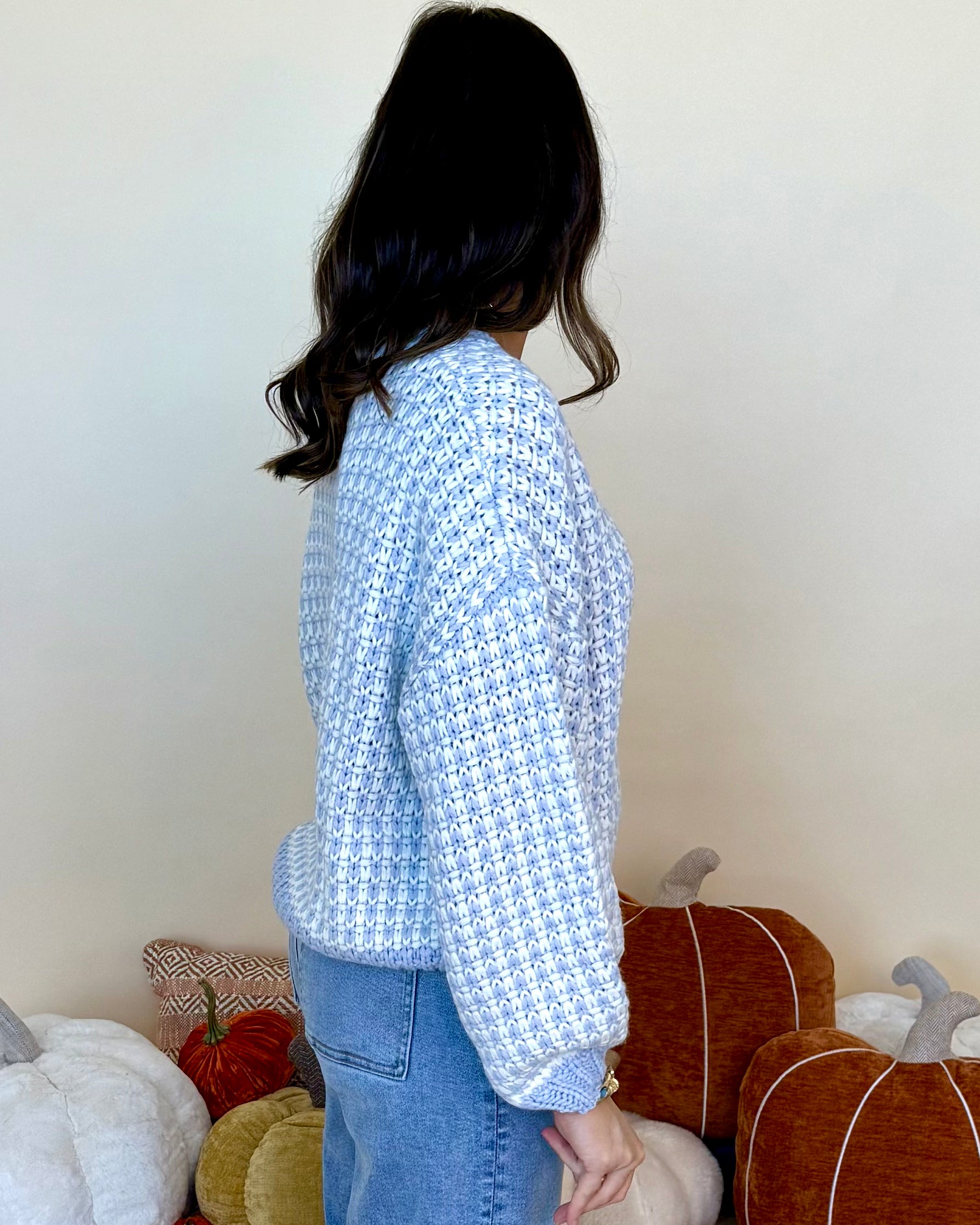 Share With Me Lt Blue/Ivory Textured Sweater-Shop-Womens-Boutique-Clothing