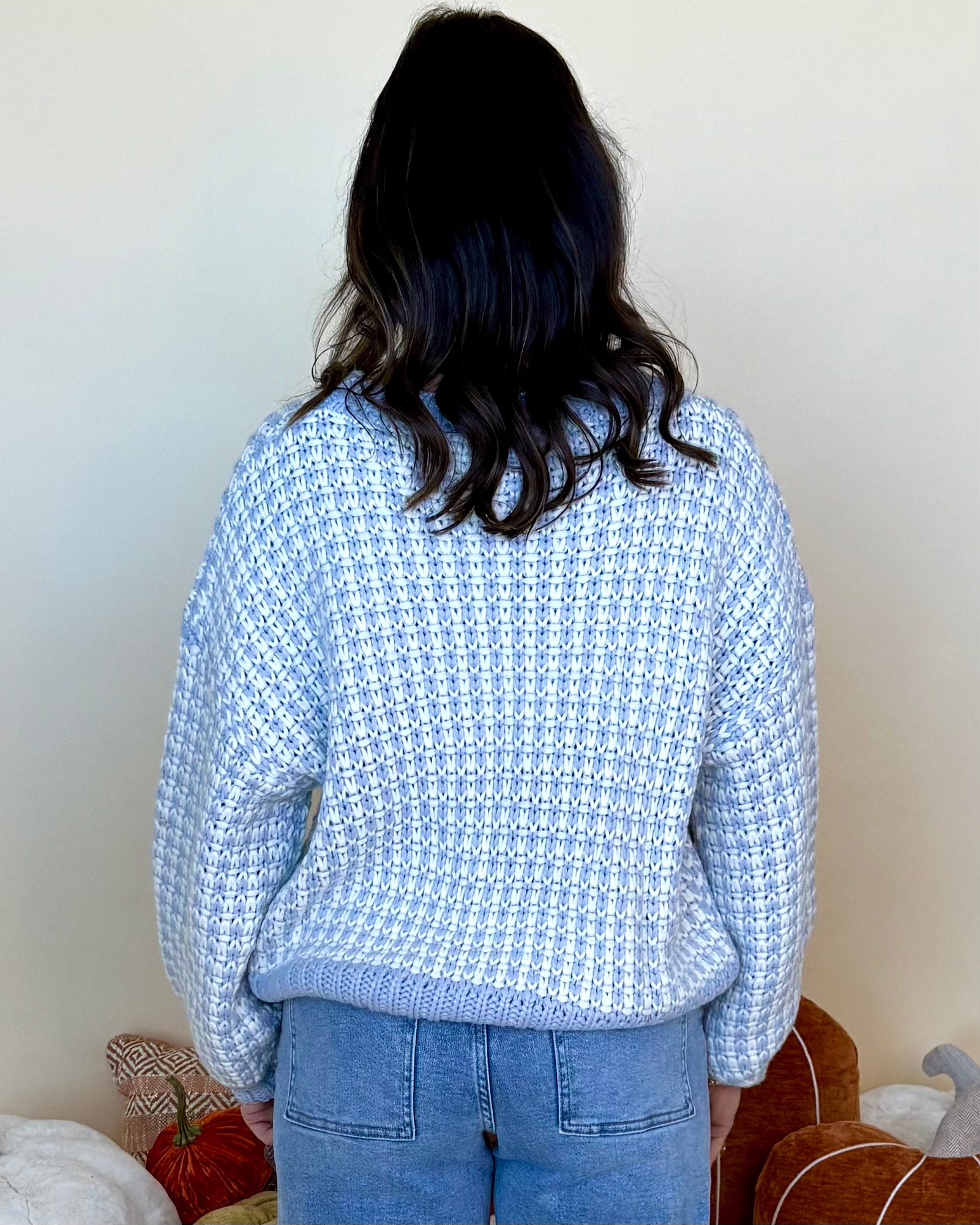 Share With Me Lt Blue/Ivory Textured Sweater-Shop-Womens-Boutique-Clothing