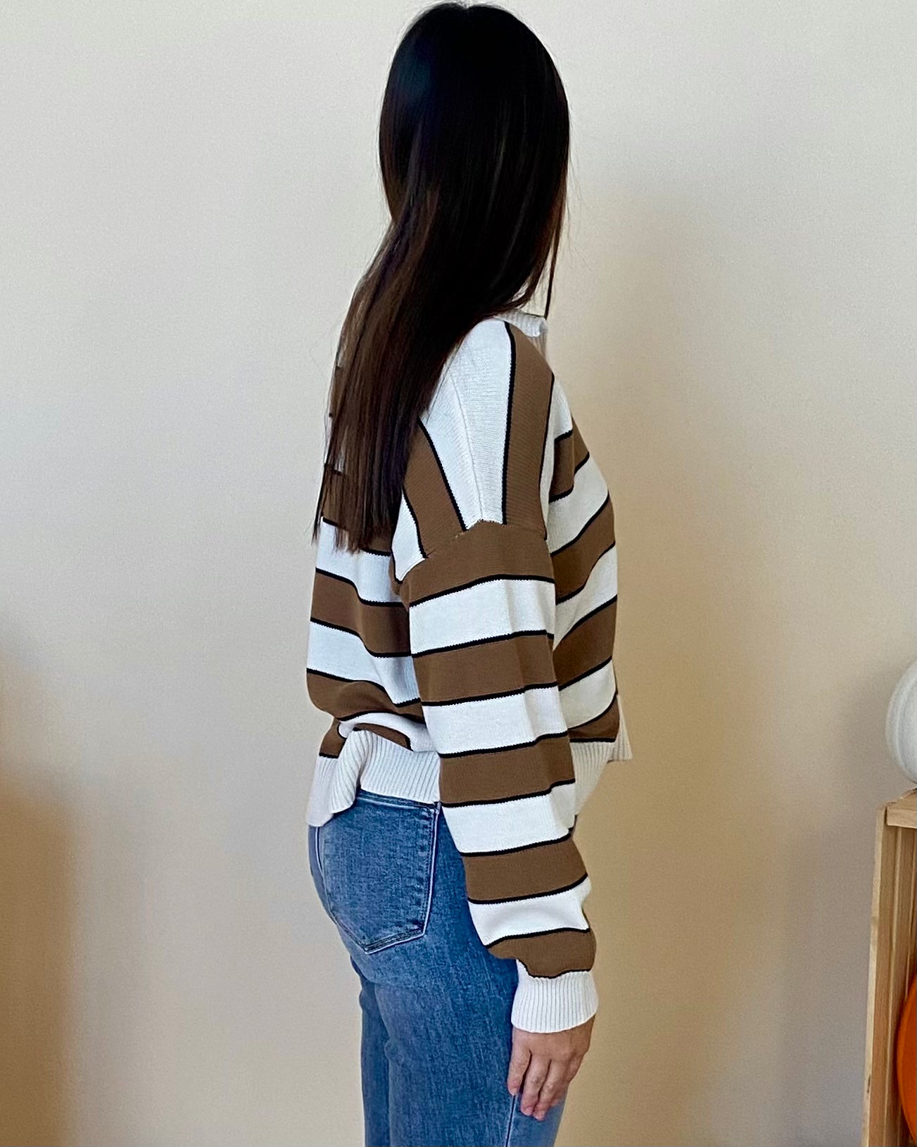 Open Spaces Mocha Striped Sweater-Shop-Womens-Boutique-Clothing