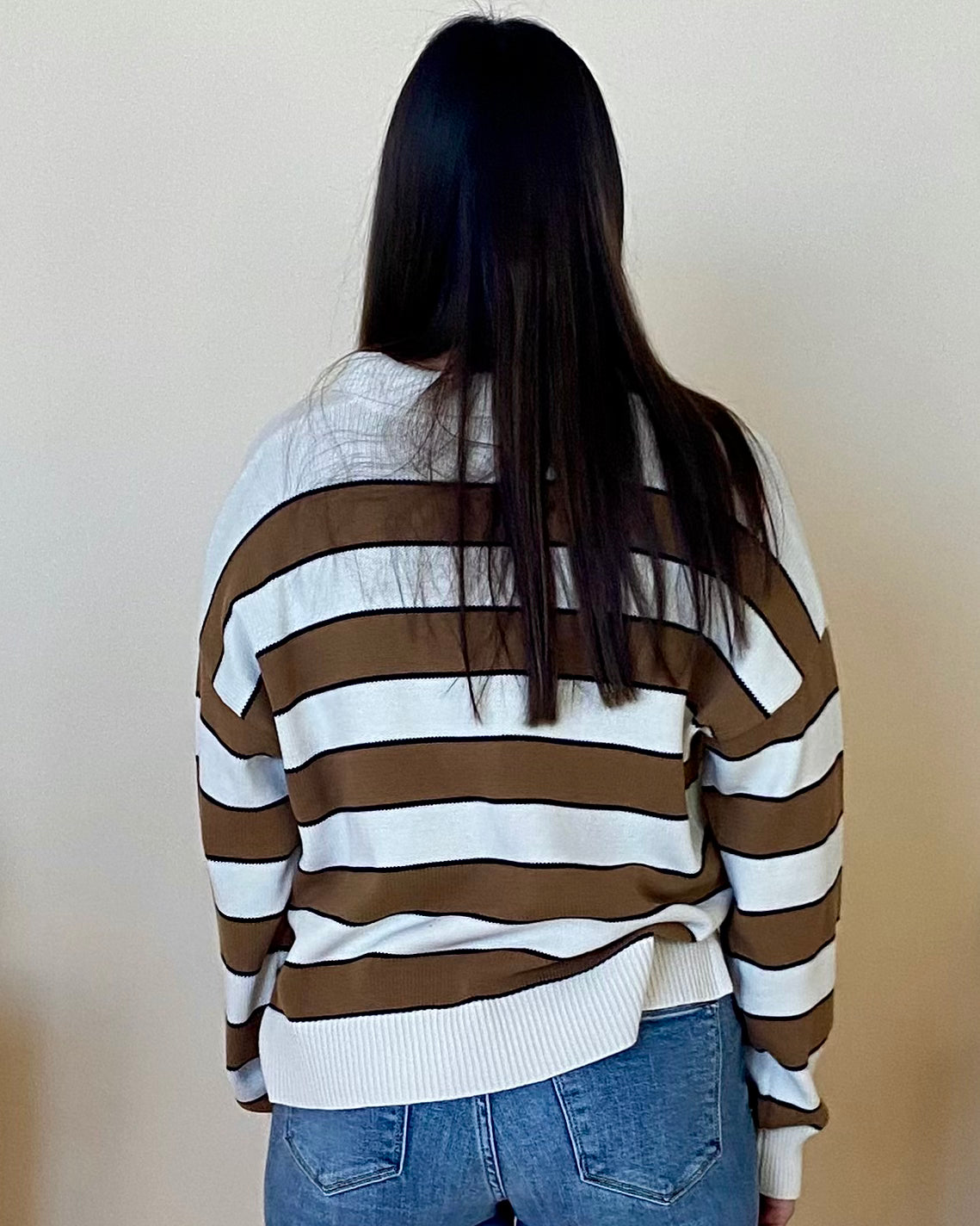 Open Spaces Mocha Striped Sweater-Shop-Womens-Boutique-Clothing