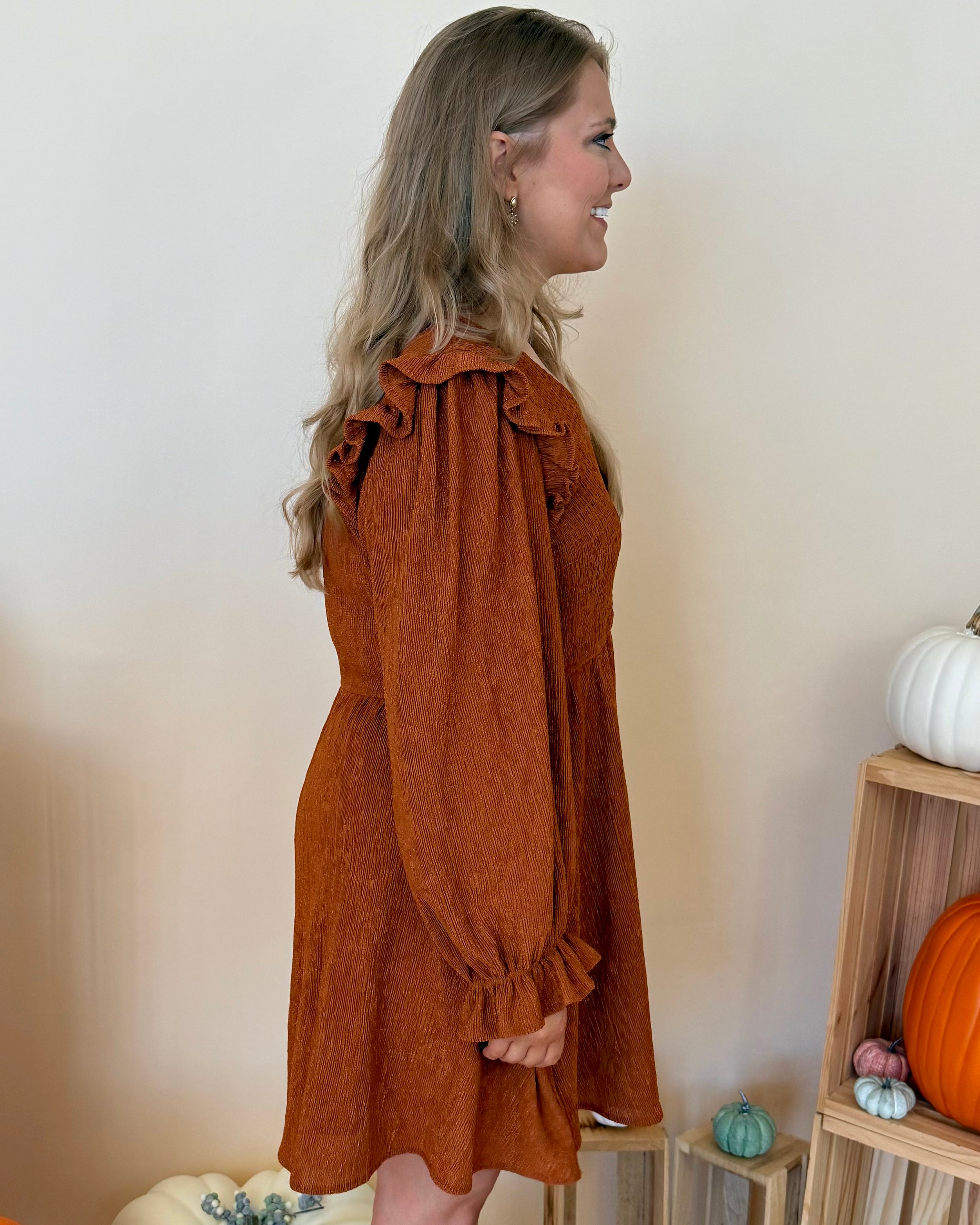 Mountainside Caramel Plus Smocked Dress-Shop-Womens-Boutique-Clothing