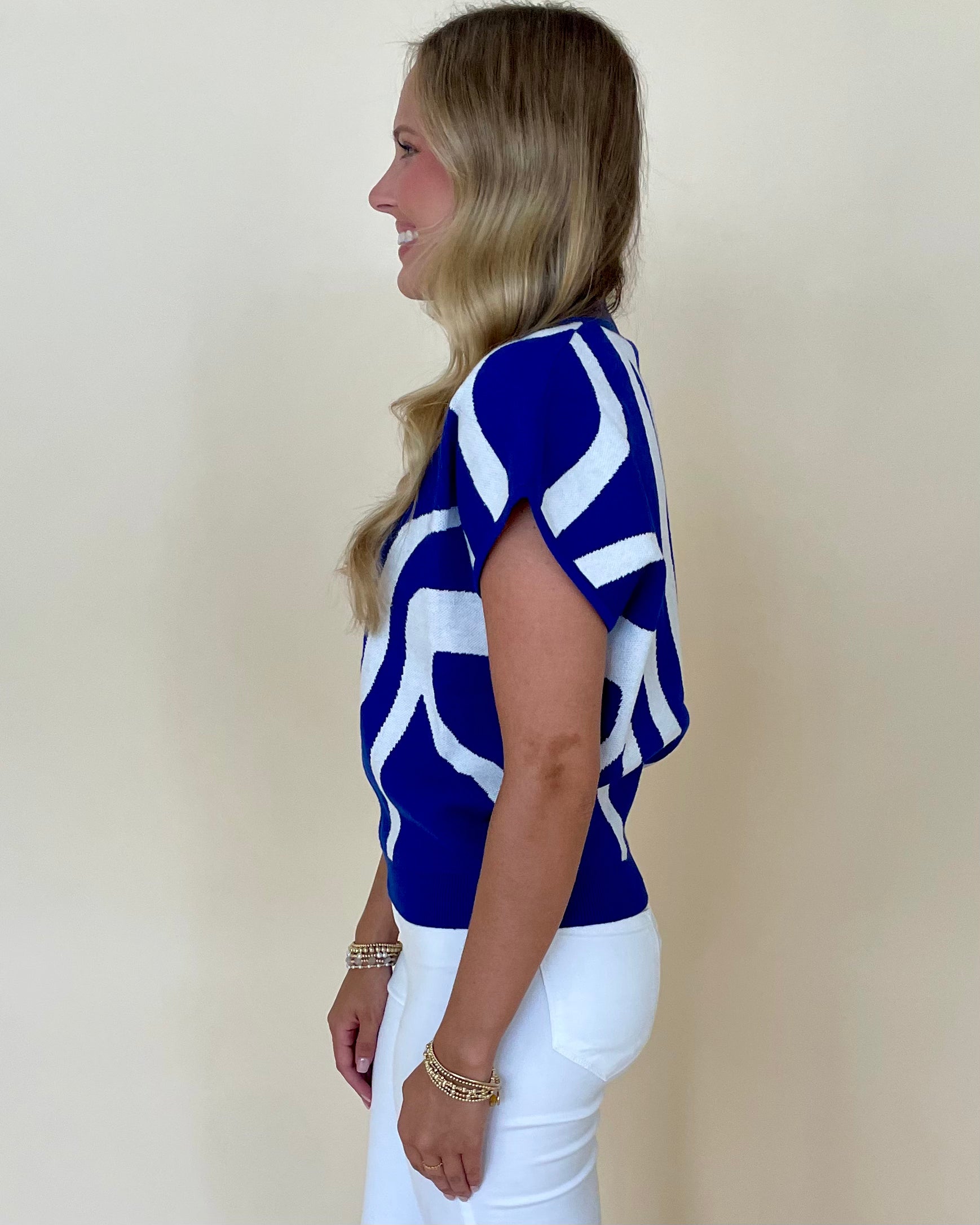 Take It All Royal Blue Swirl Top-Shop-Womens-Boutique-Clothing