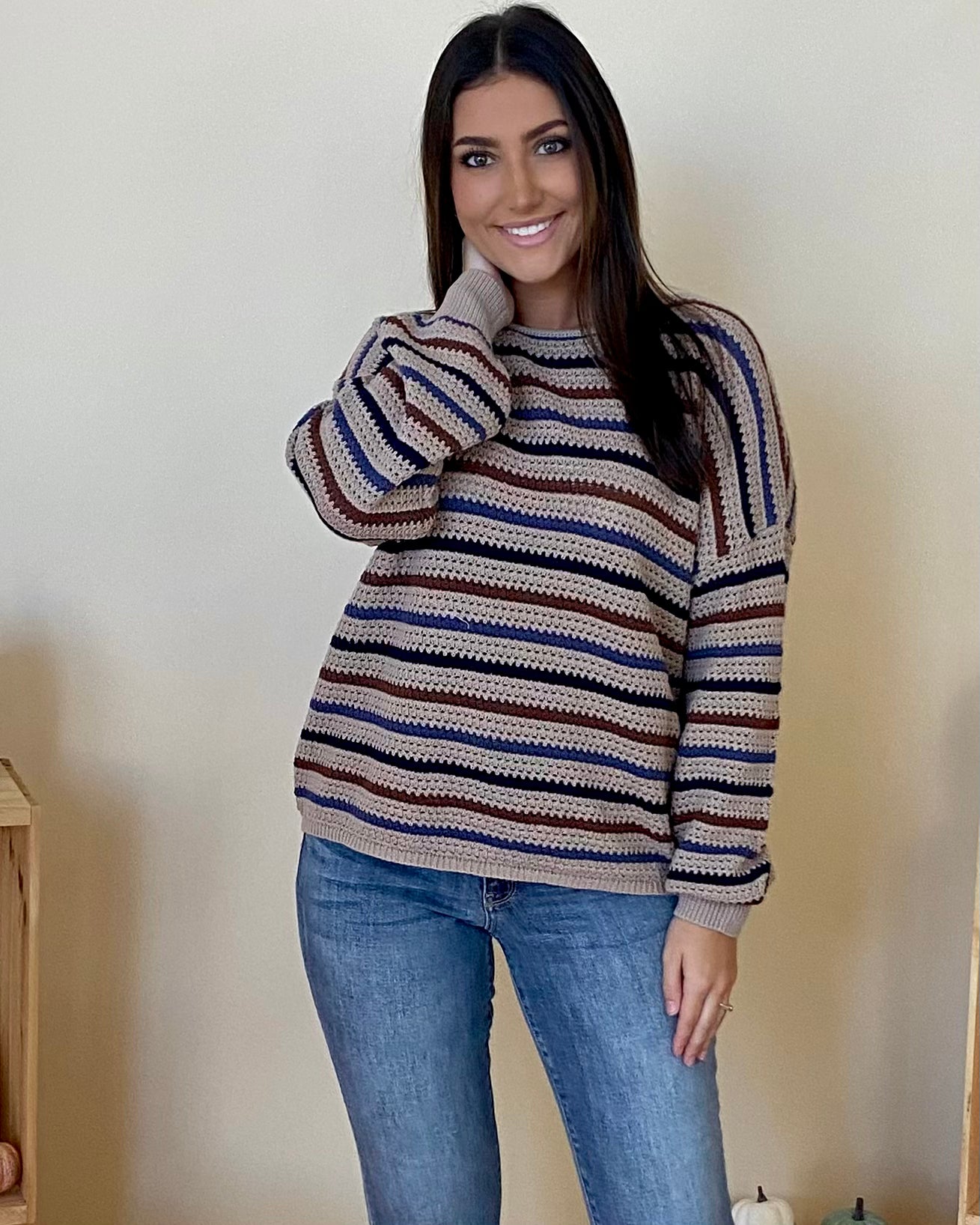 Found Love Taupe Stripe Sweater-Shop-Womens-Boutique-Clothing