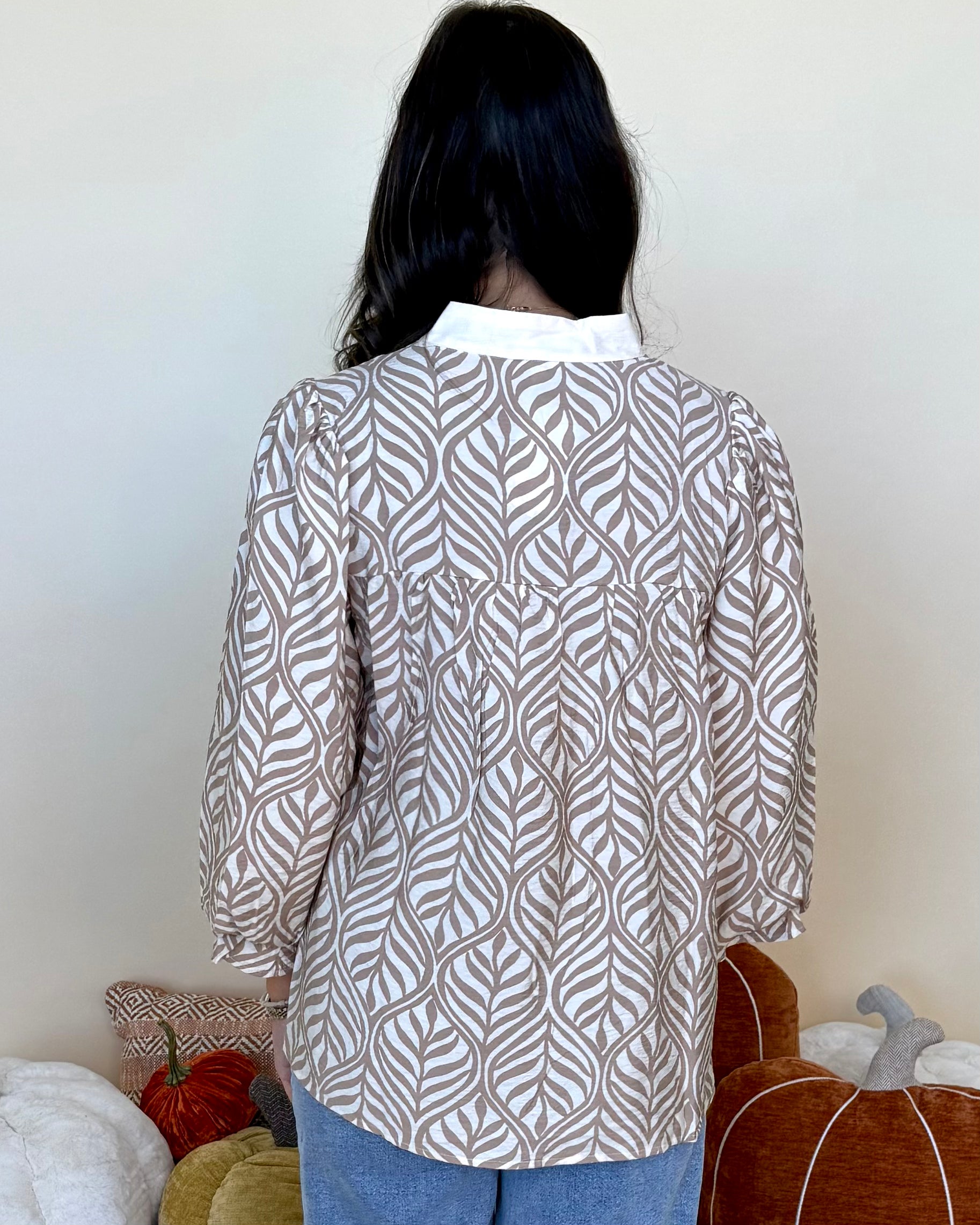 Sweet Perspective Taupe Boho Print Top-Shop-Womens-Boutique-Clothing