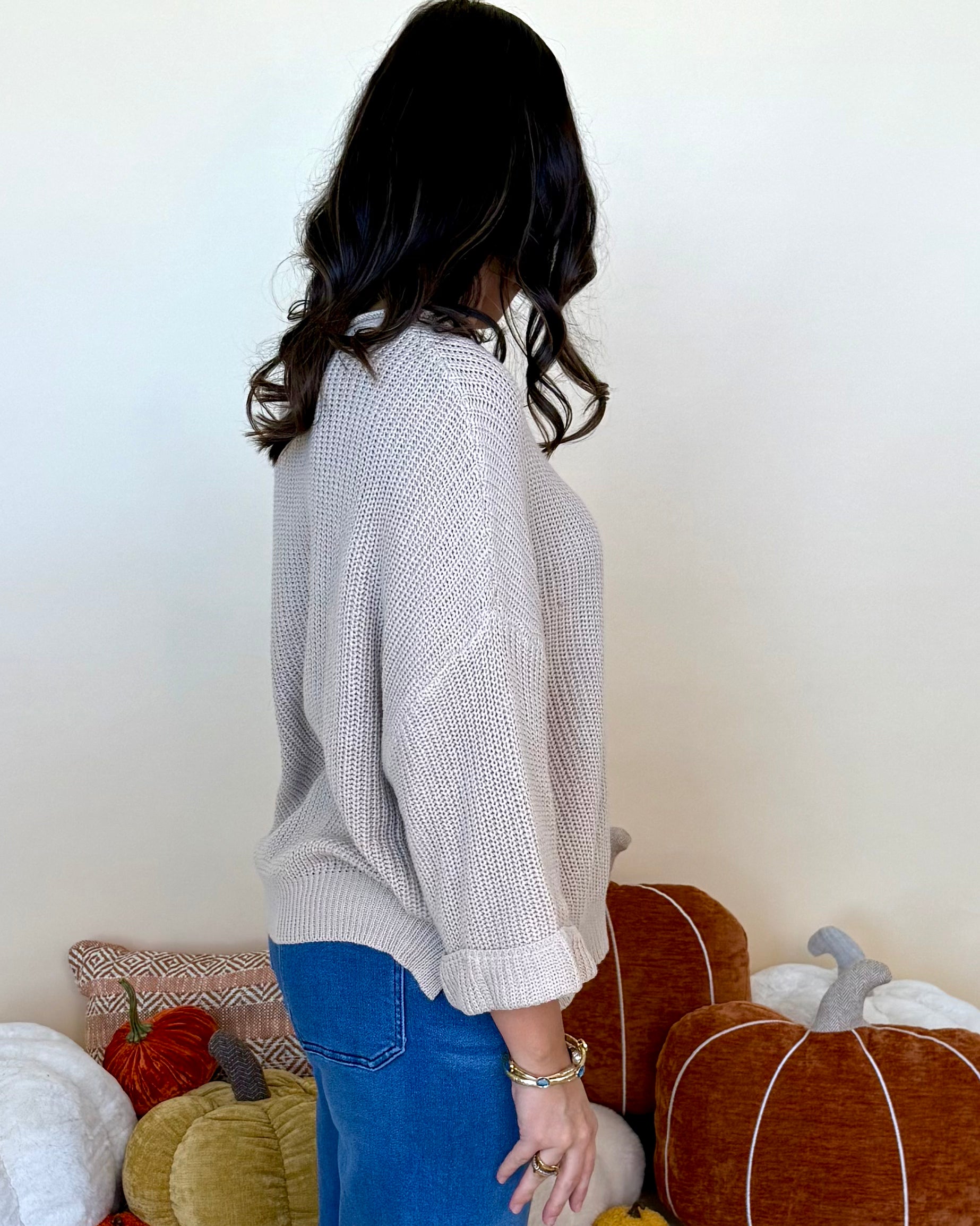 All You Have Ecru V-Neck Sweater-Shop-Womens-Boutique-Clothing