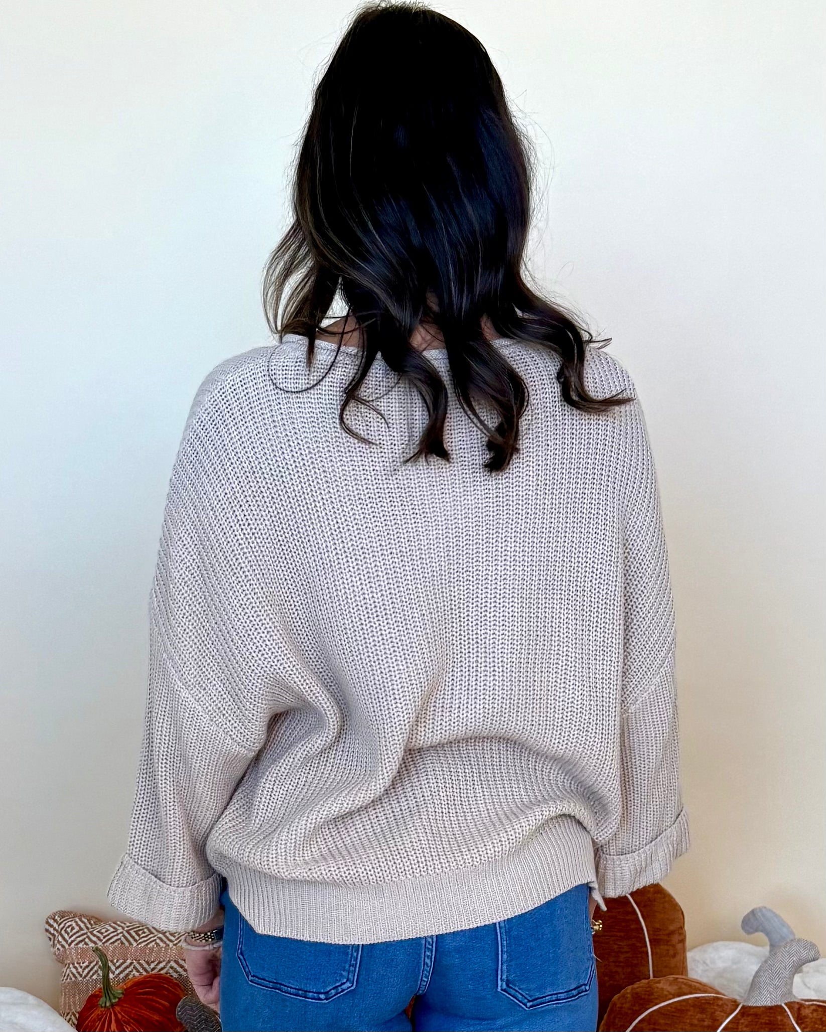 All You Have Ecru V-Neck Sweater-Shop-Womens-Boutique-Clothing