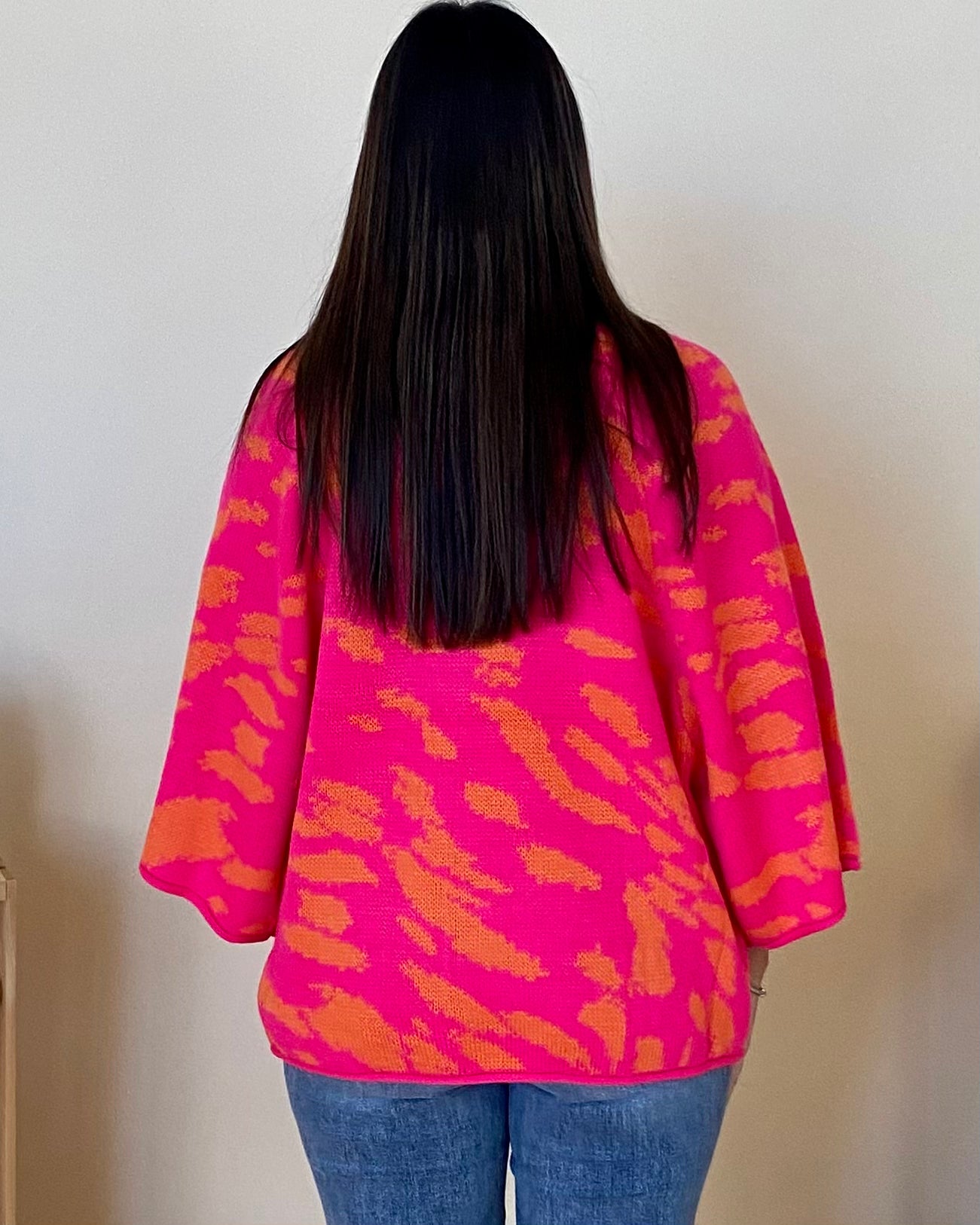 Fly High Hot Pink/Orange Print Sweater-Shop-Womens-Boutique-Clothing