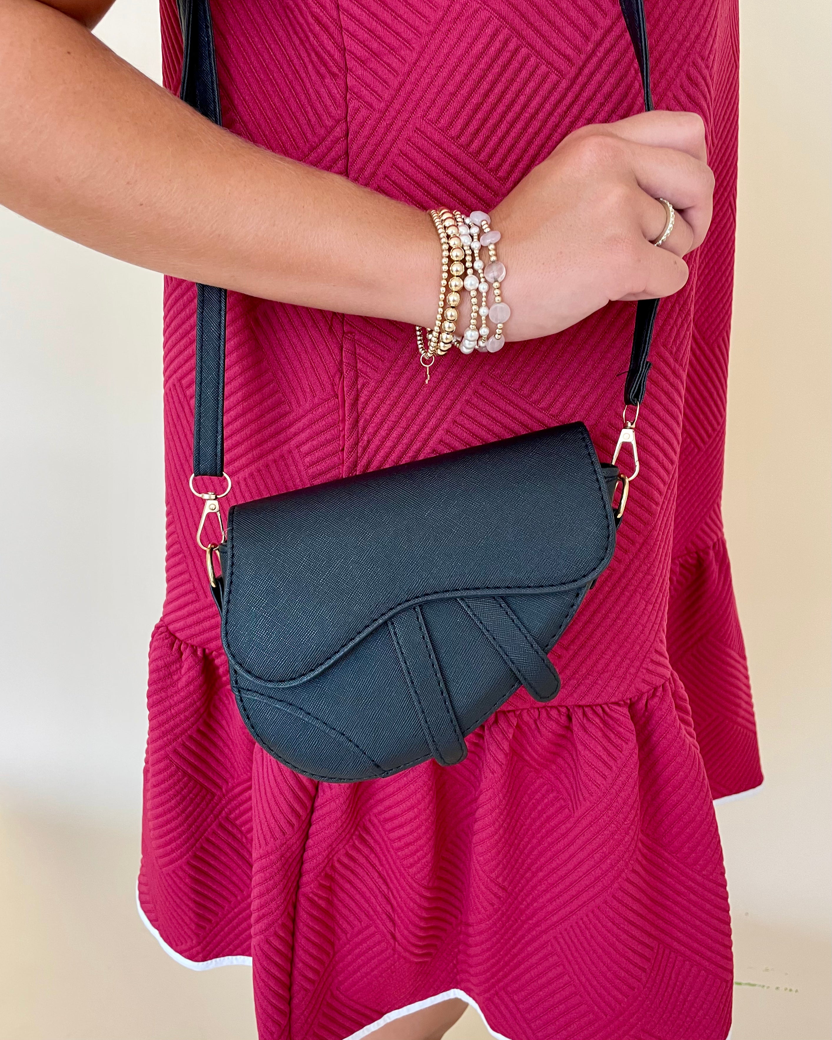 Black Mini Saddle Bag-Regular-Shop-Womens-Boutique-Clothing