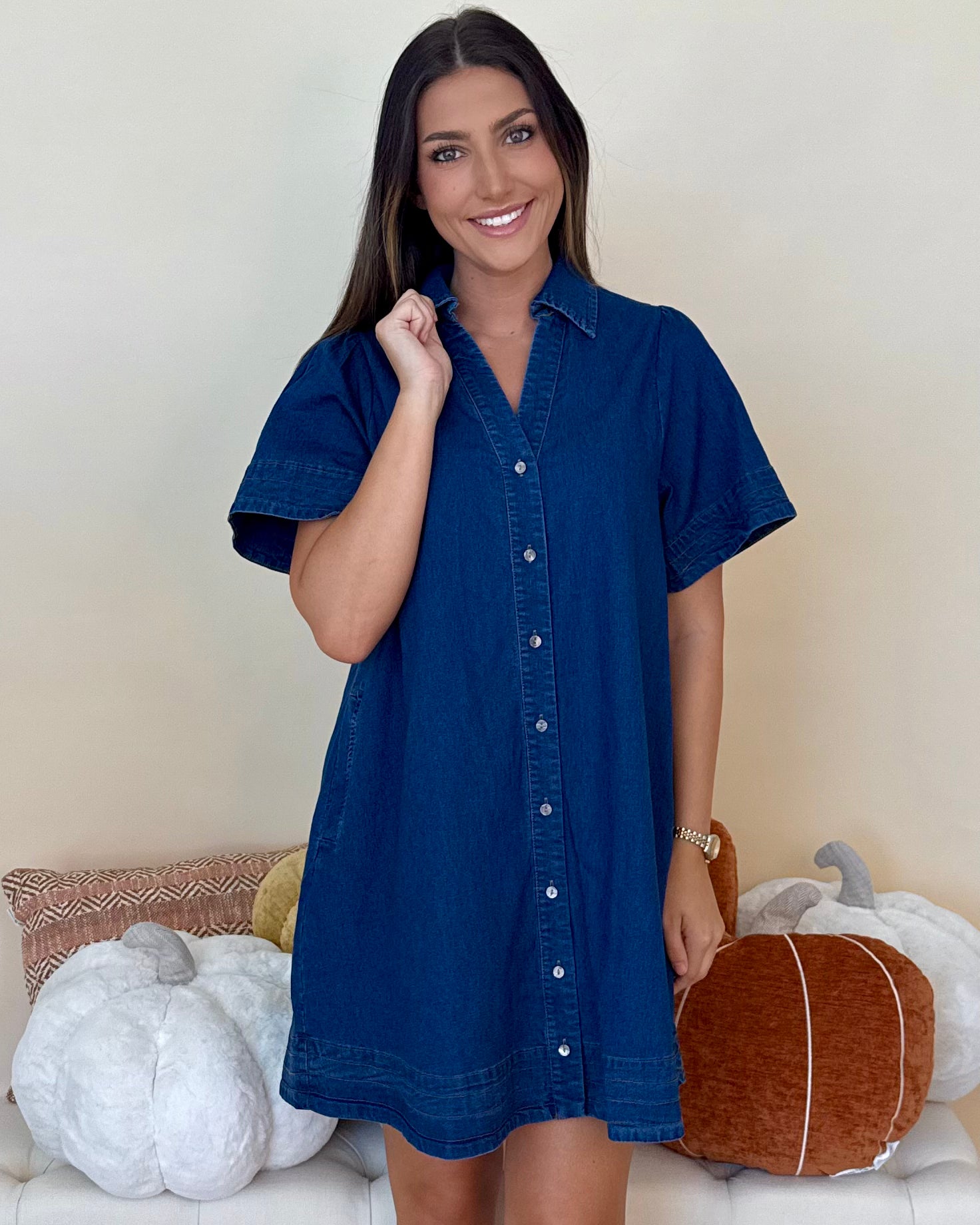 Heartfelt Moment Denim Button Up Dress-Shop-Womens-Boutique-Clothing