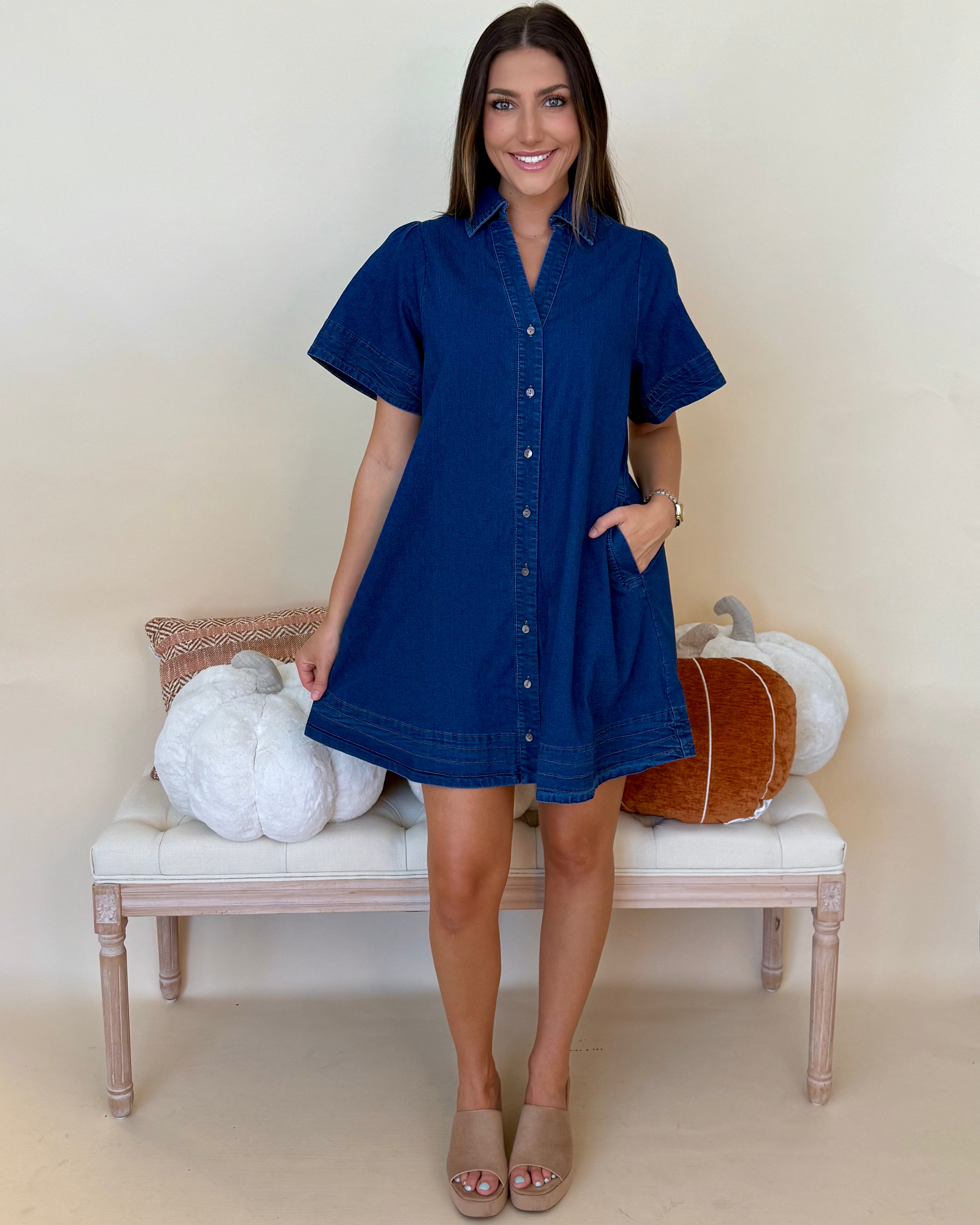 Heartfelt Moment Denim Button Up Dress-Shop-Womens-Boutique-Clothing