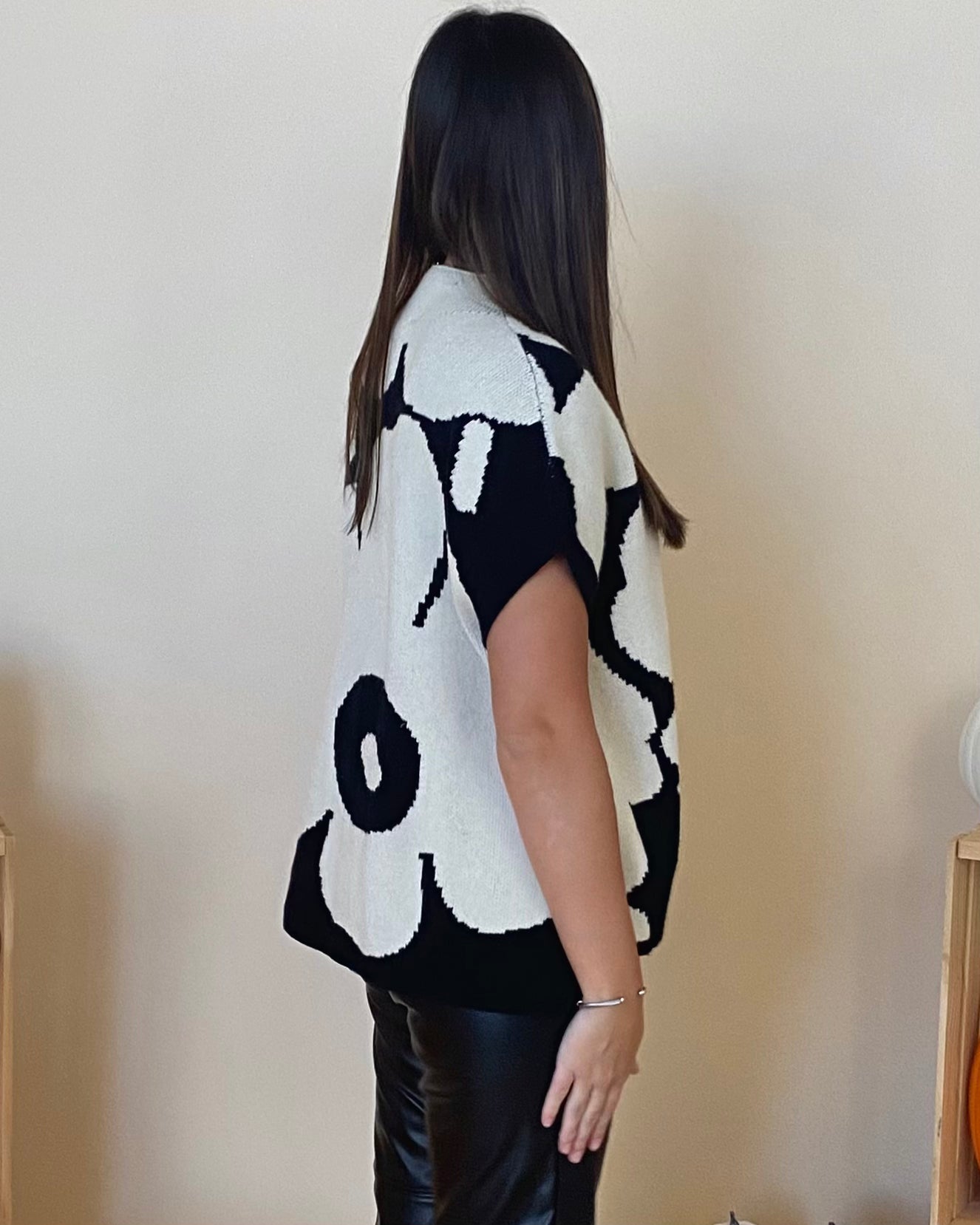 Full Heart Ivory/Black Flower Sweater-Shop-Womens-Boutique-Clothing