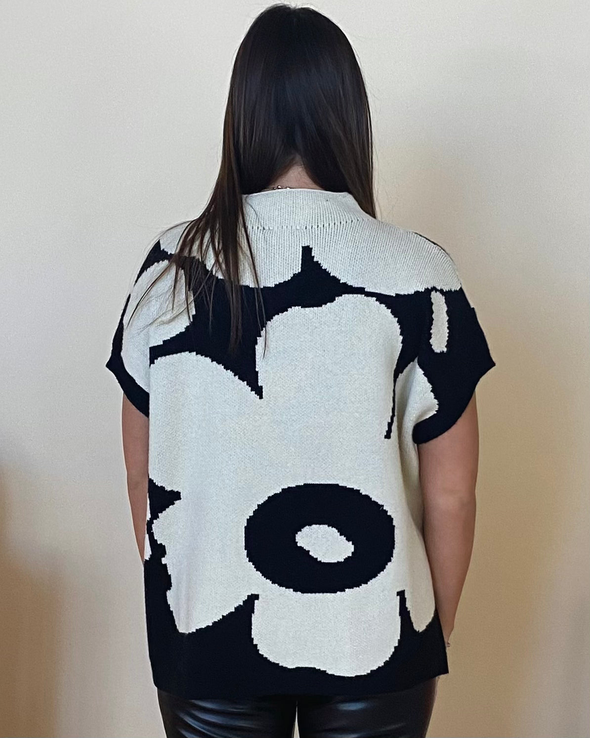 Full Heart Ivory/Black Flower Sweater-Shop-Womens-Boutique-Clothing