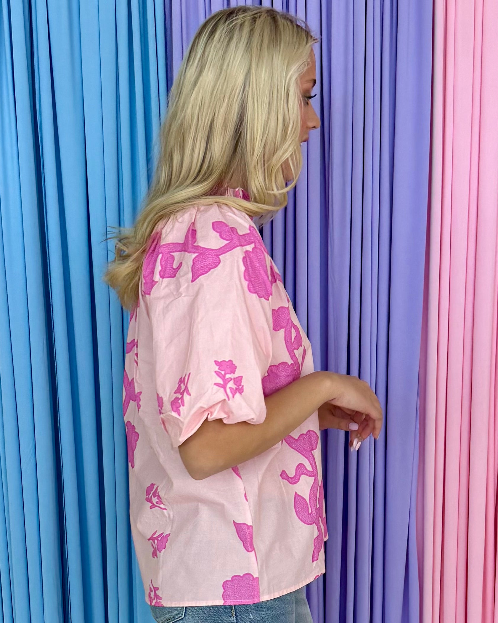 Good Days Ahead Pink Print Smocked Top-Shop-Womens-Boutique-Clothing