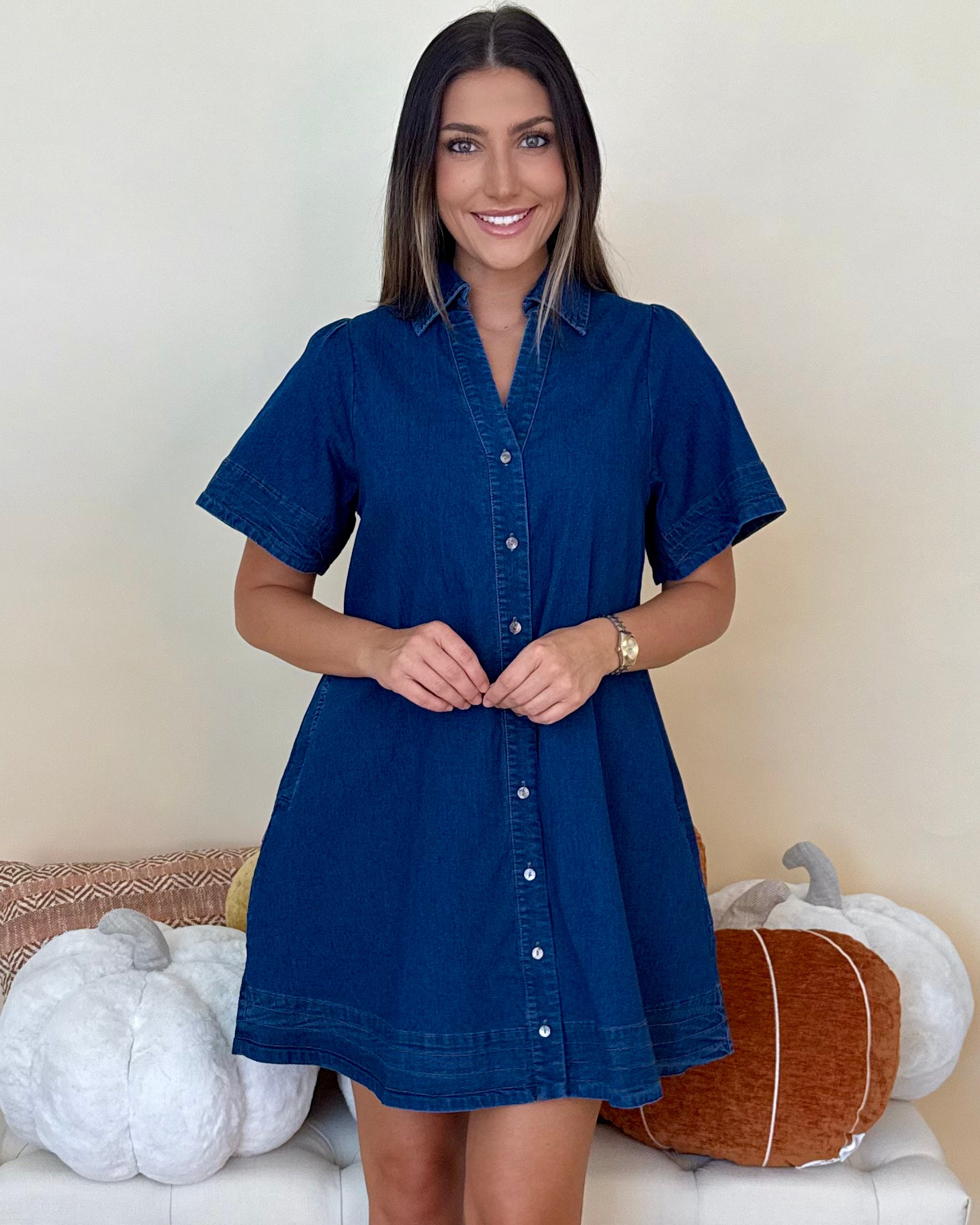Heartfelt Moment Denim Button Up Dress-Shop-Womens-Boutique-Clothing