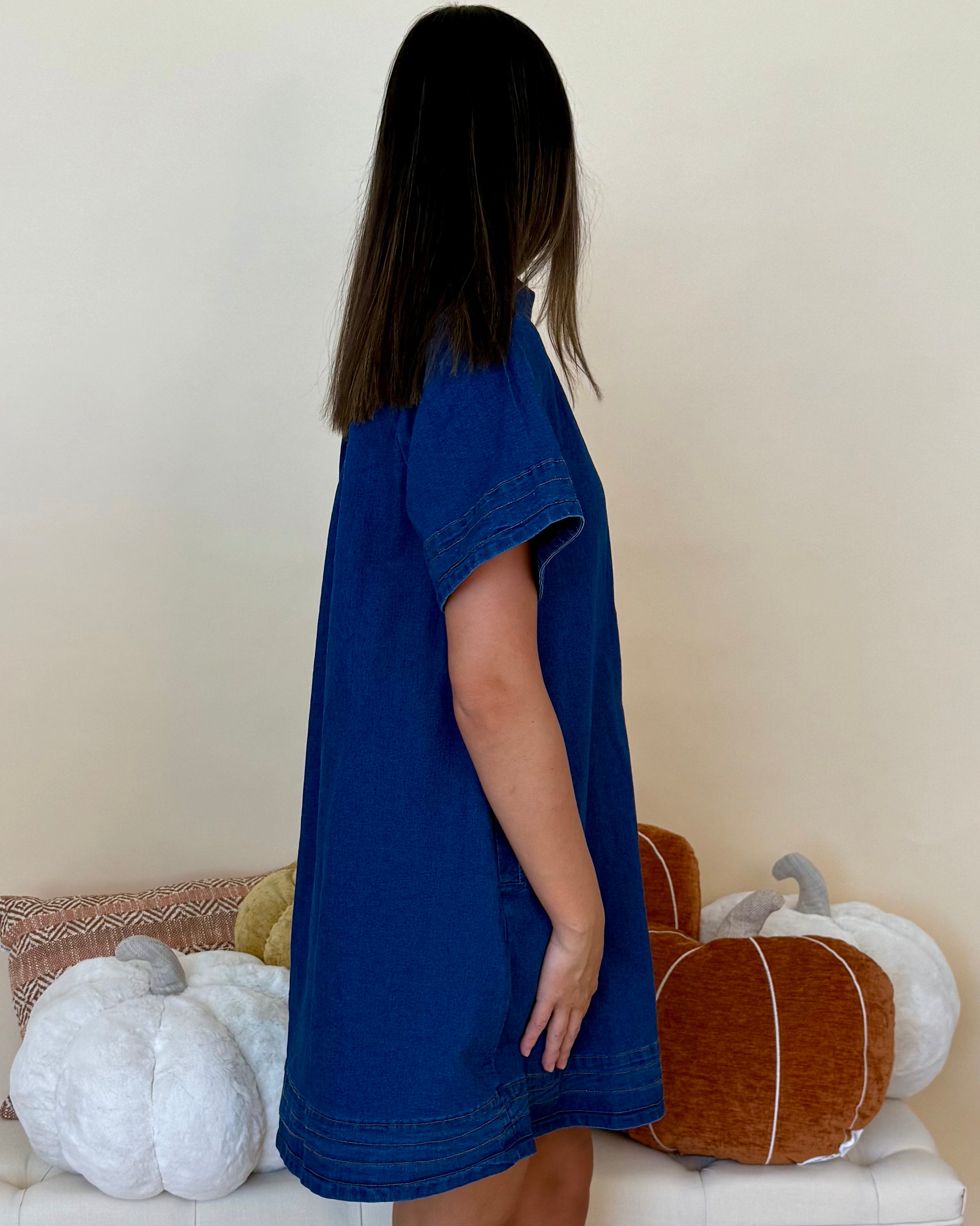 Heartfelt Moment Denim Button Up Dress-Shop-Womens-Boutique-Clothing