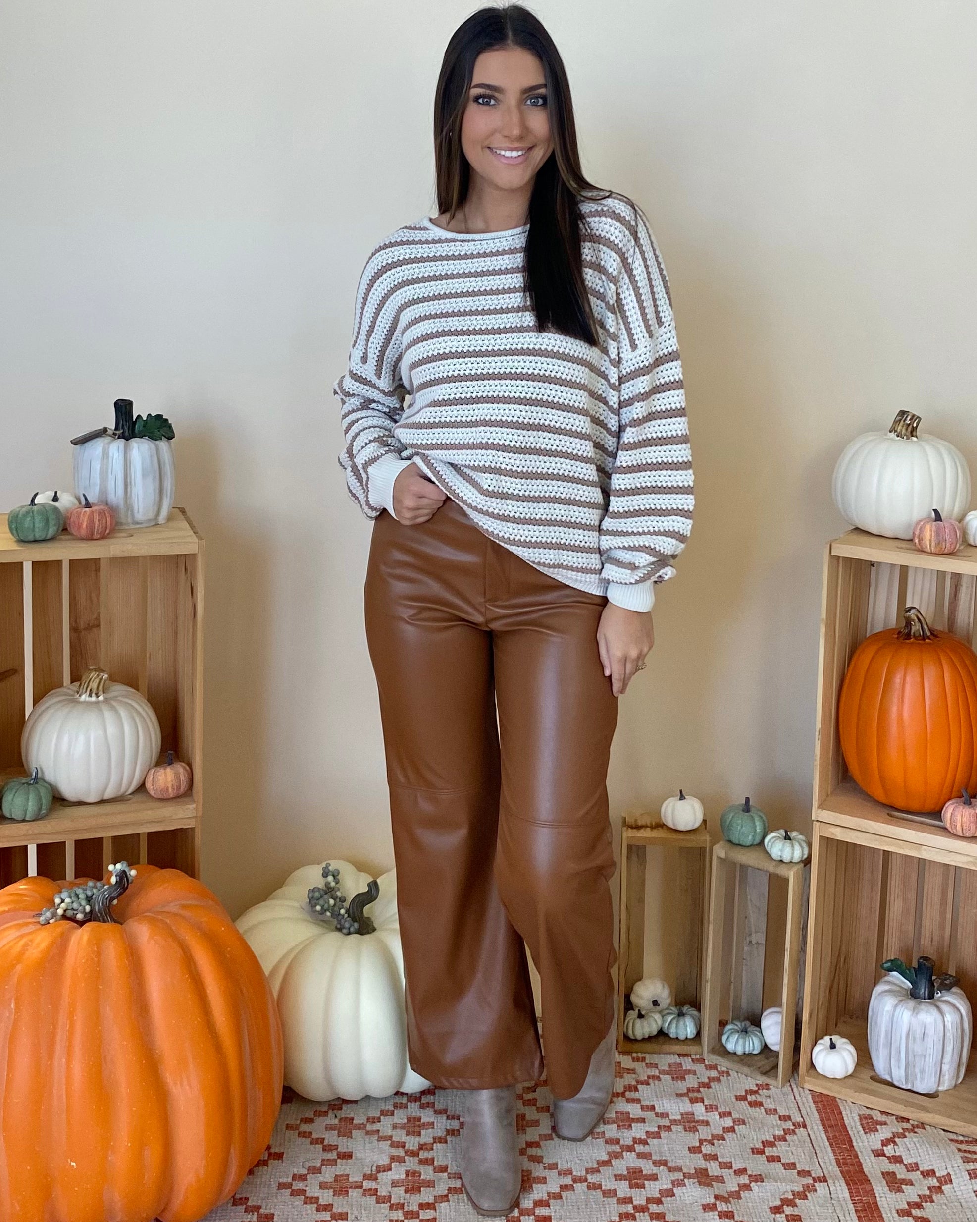 In And Out Taupe Stripe Sweater-Shop-Womens-Boutique-Clothing