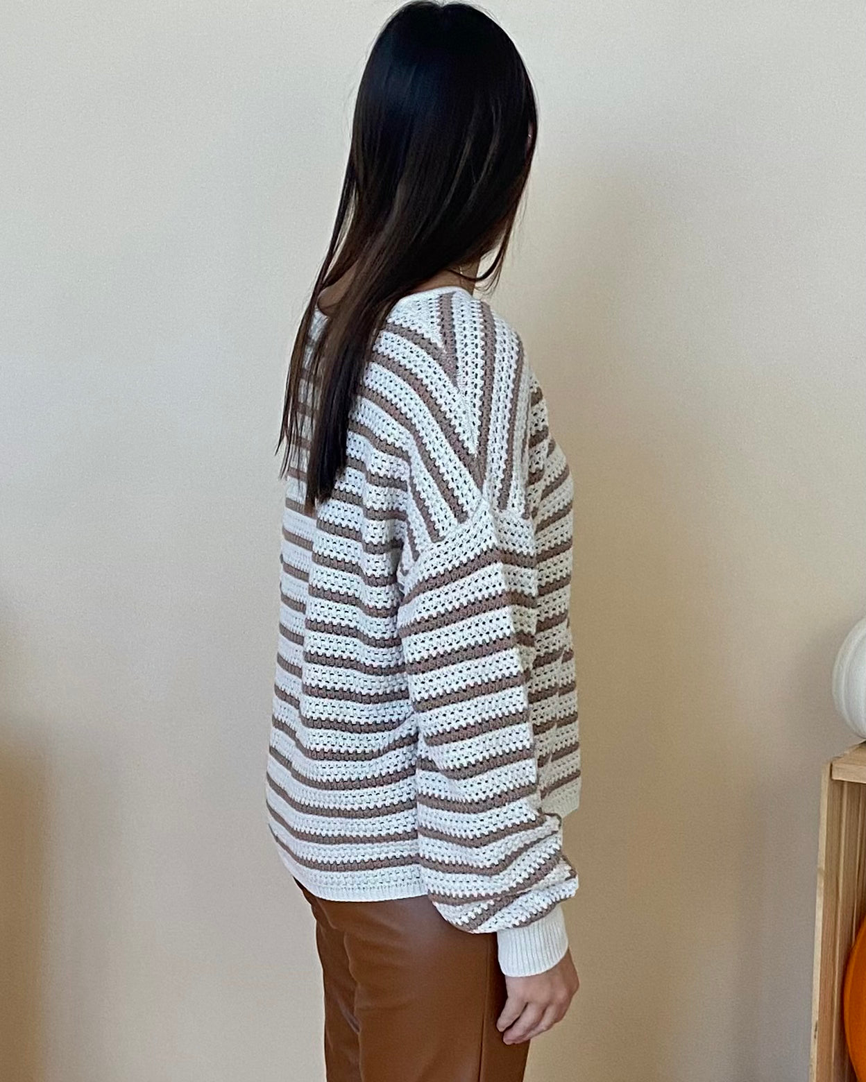 In And Out Taupe Stripe Sweater-Shop-Womens-Boutique-Clothing