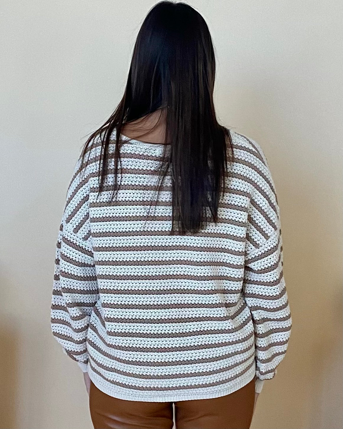 In And Out Taupe Stripe Sweater-Shop-Womens-Boutique-Clothing