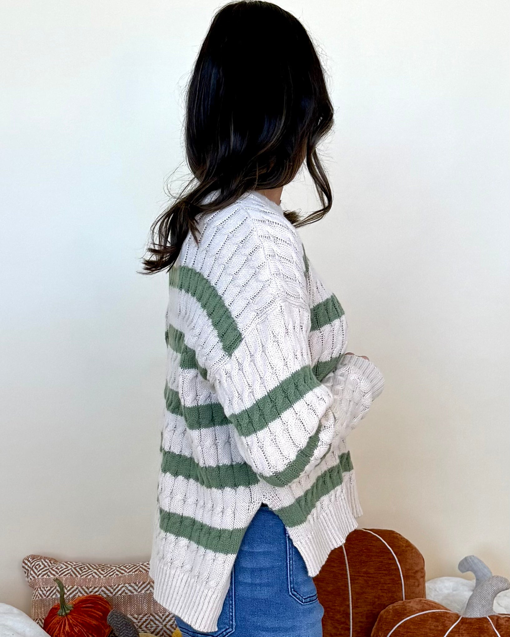 Get Back Oatmeal/Olive Cable Knit Sweater-Shop-Womens-Boutique-Clothing