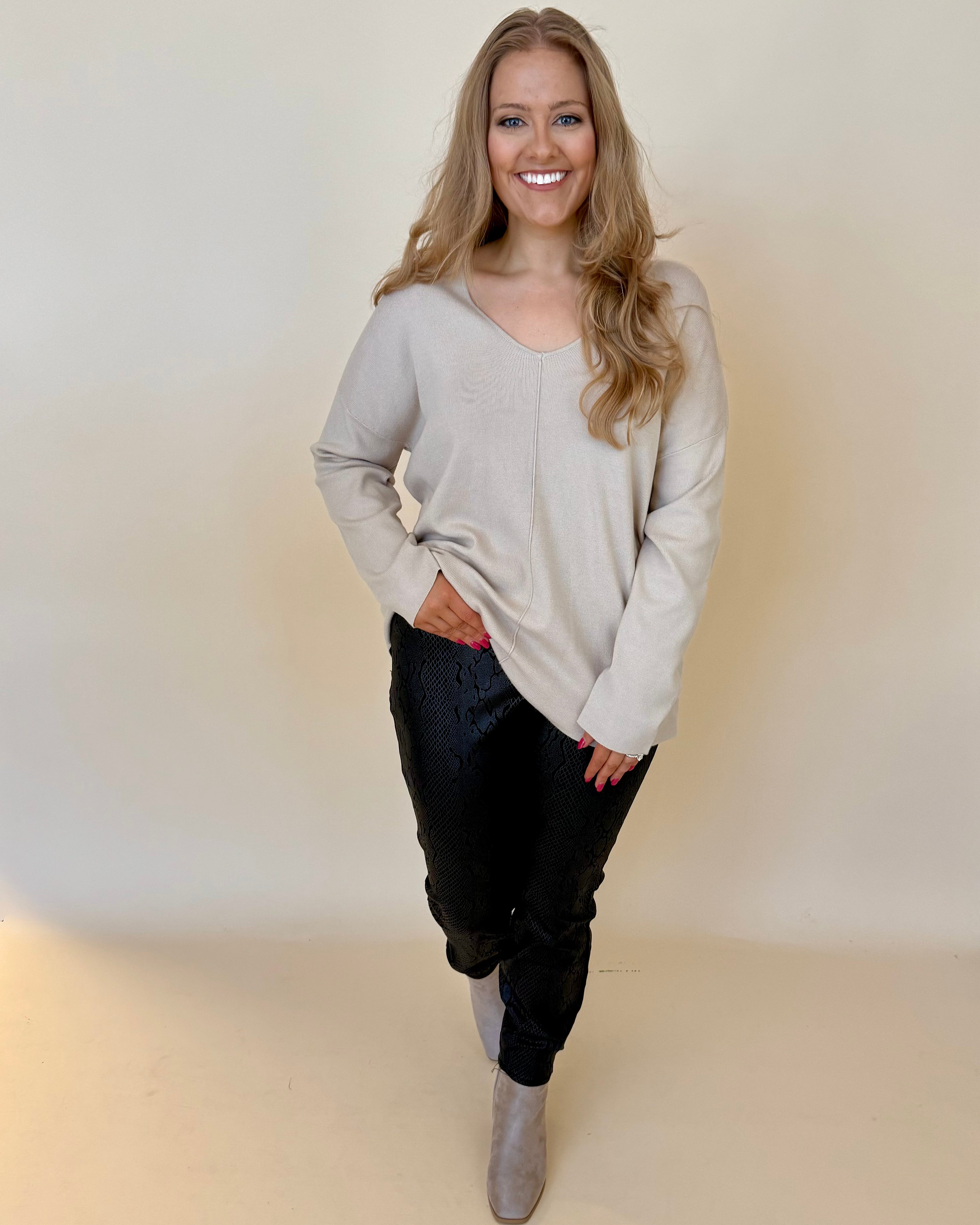 Rise Up Oatmeal Plus Crew Neck Sweater-Shop-Womens-Boutique-Clothing