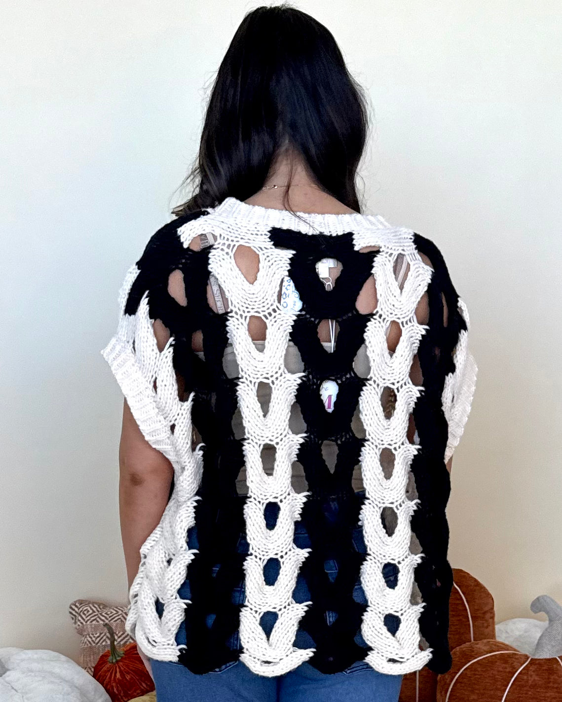 On Her Way Oatmeal/Black Sweater Vest-Shop-Womens-Boutique-Clothing