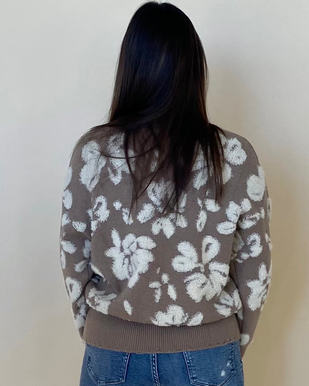 Over My Head Taupe Floral Sweater-Shop-Womens-Boutique-Clothing