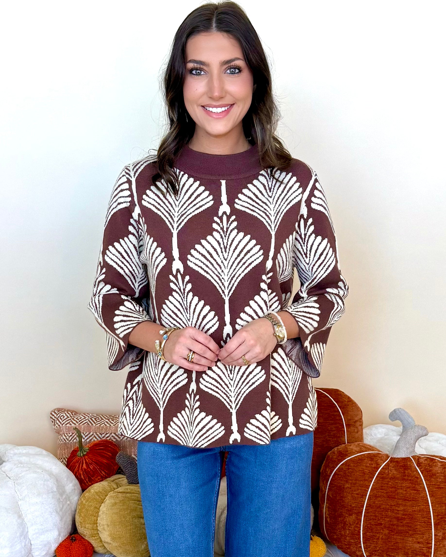 Same Time Brown Abstract Print Sweater-Shop-Womens-Boutique-Clothing
