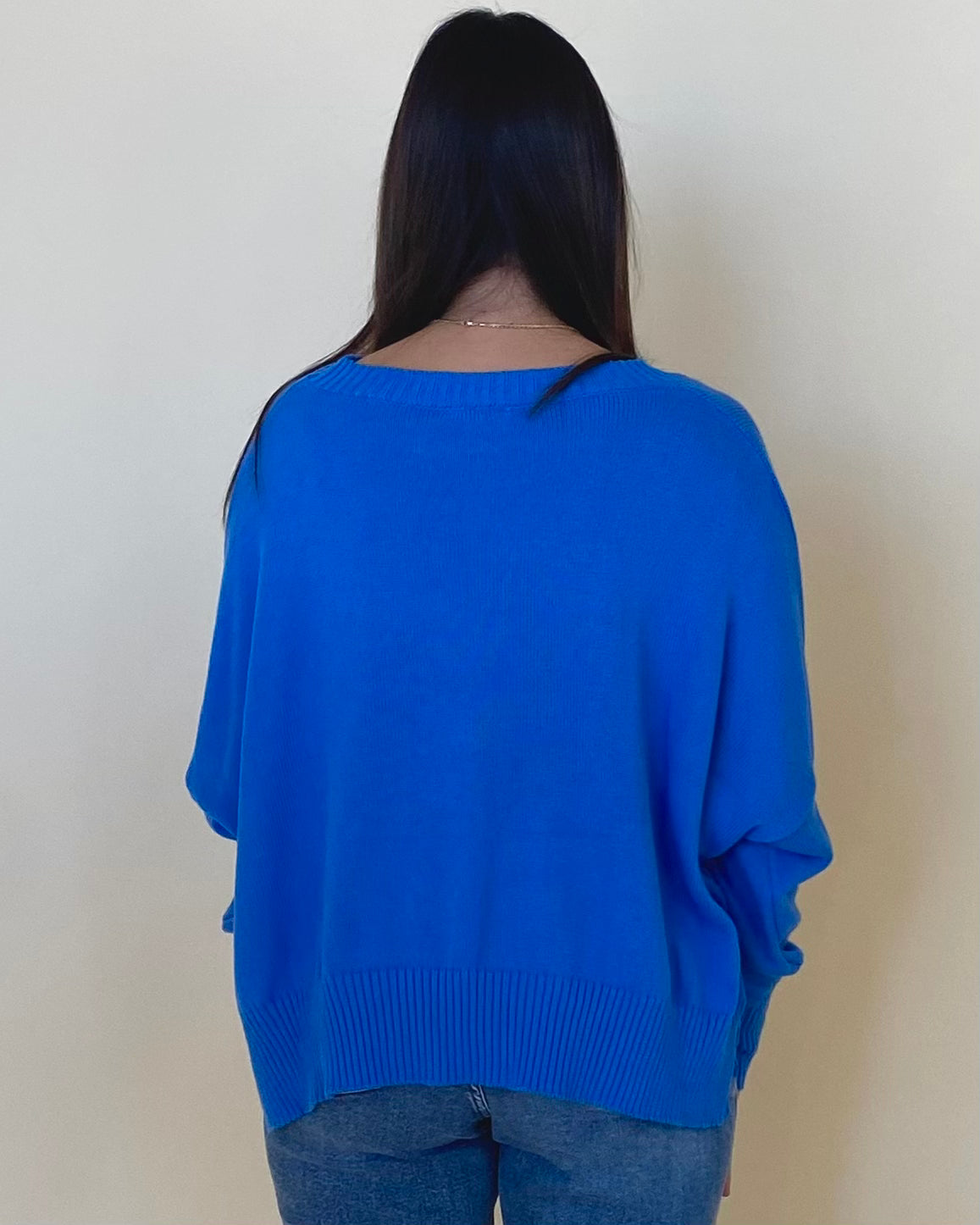 Me Time Royal Blue Ribbon Sweater-Shop-Womens-Boutique-Clothing