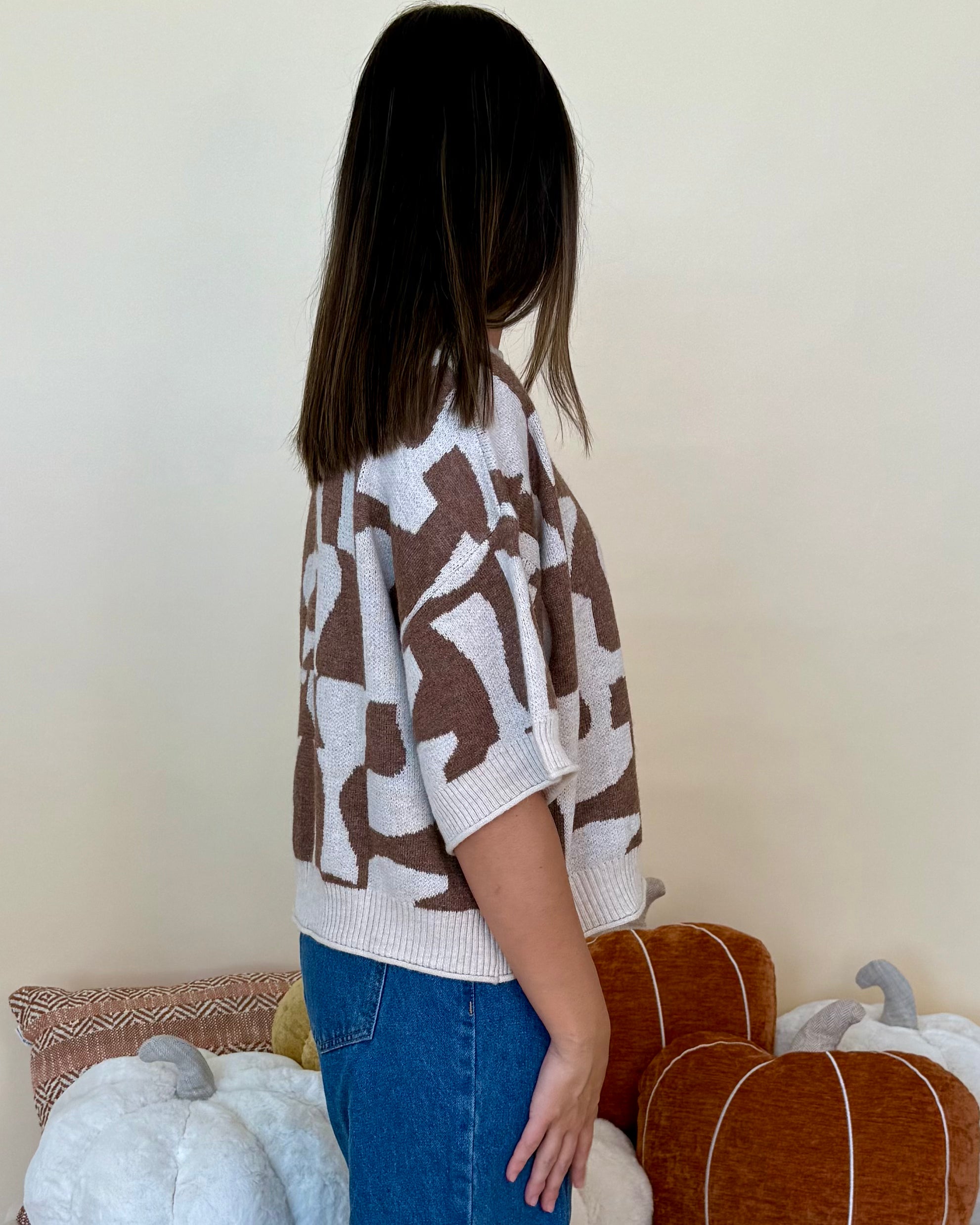 Late Nights Brown Geometric Sweater-Shop-Womens-Boutique-Clothing